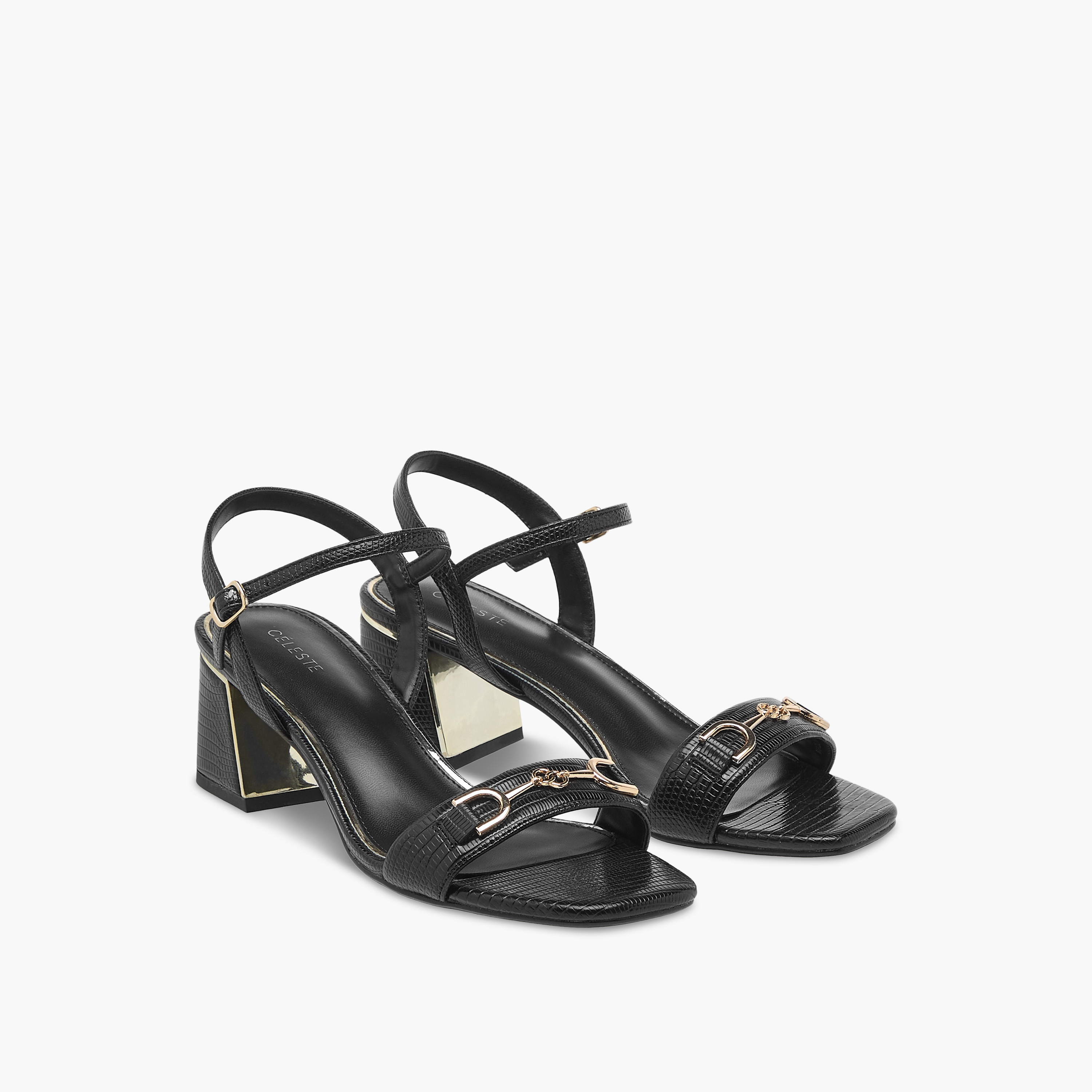 Celeste Women's Metal Accent Sandals with Buckle Closure and Block Heels-women-shoes-sandals-heeled-image-1