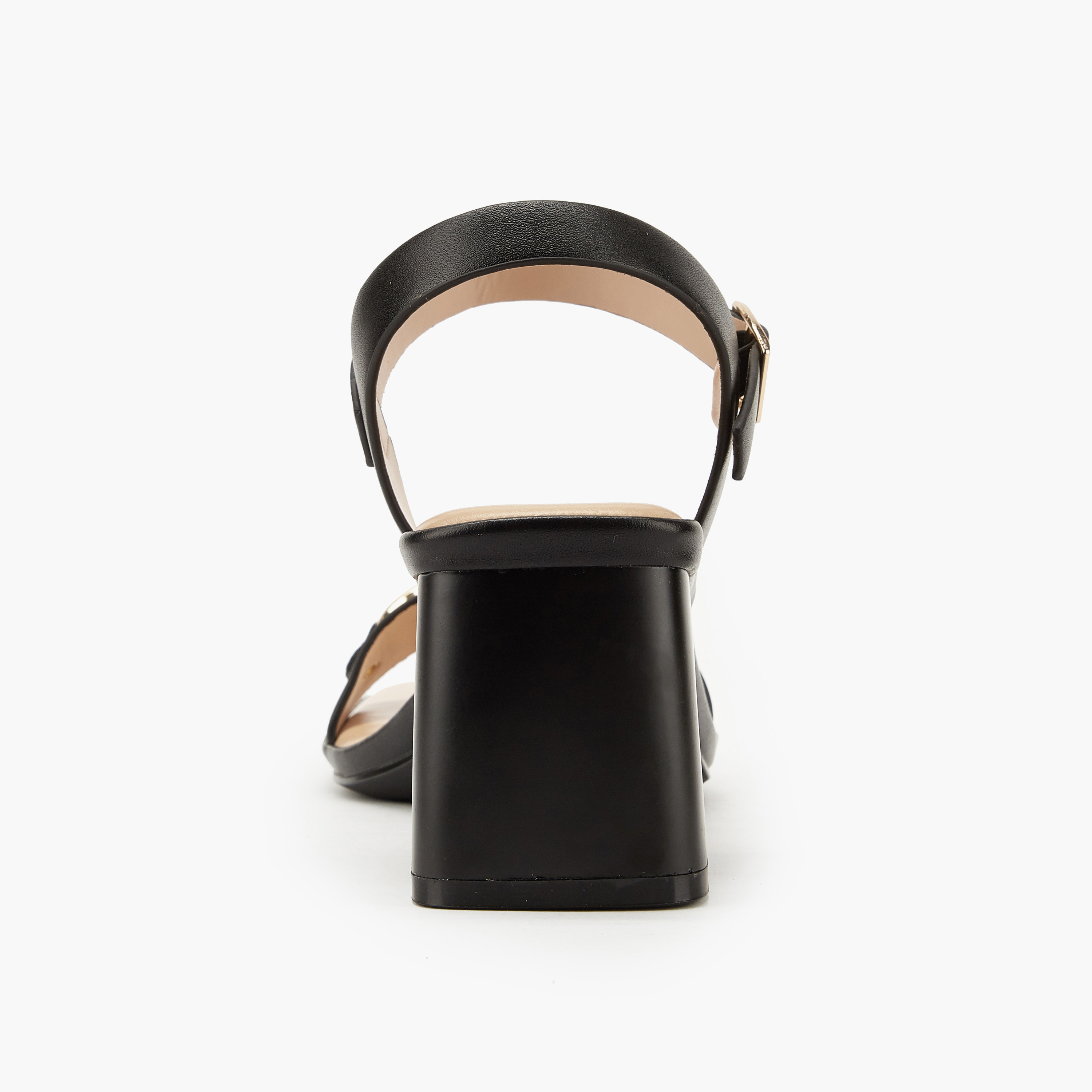 Paprika Metal Accent Block Heel Sandals with Buckle Closure-women-shoes-heels-image-5