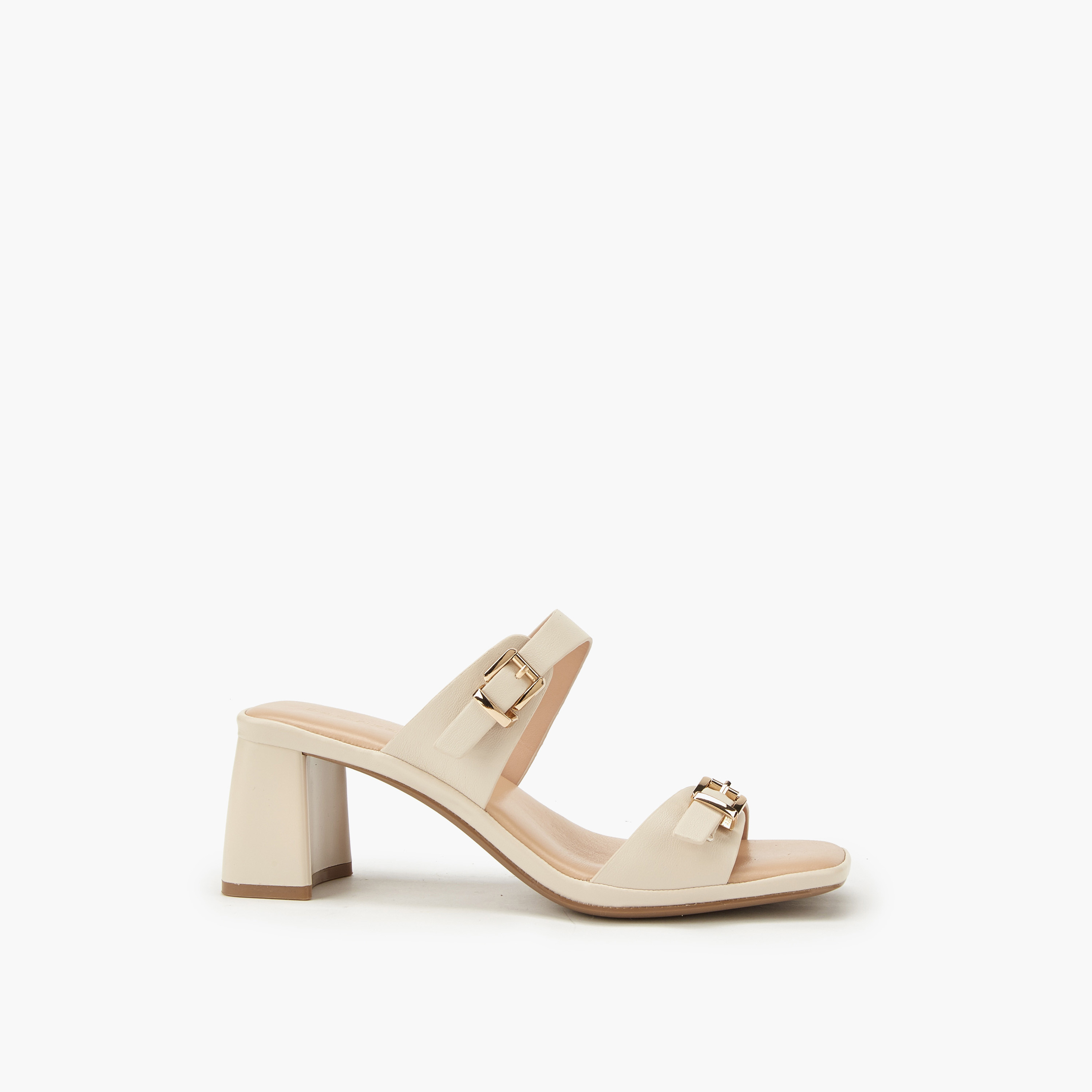 Paprika Buckle Accent Slip-On Sandals with Block Heels-women-shoes-heels-image-2
