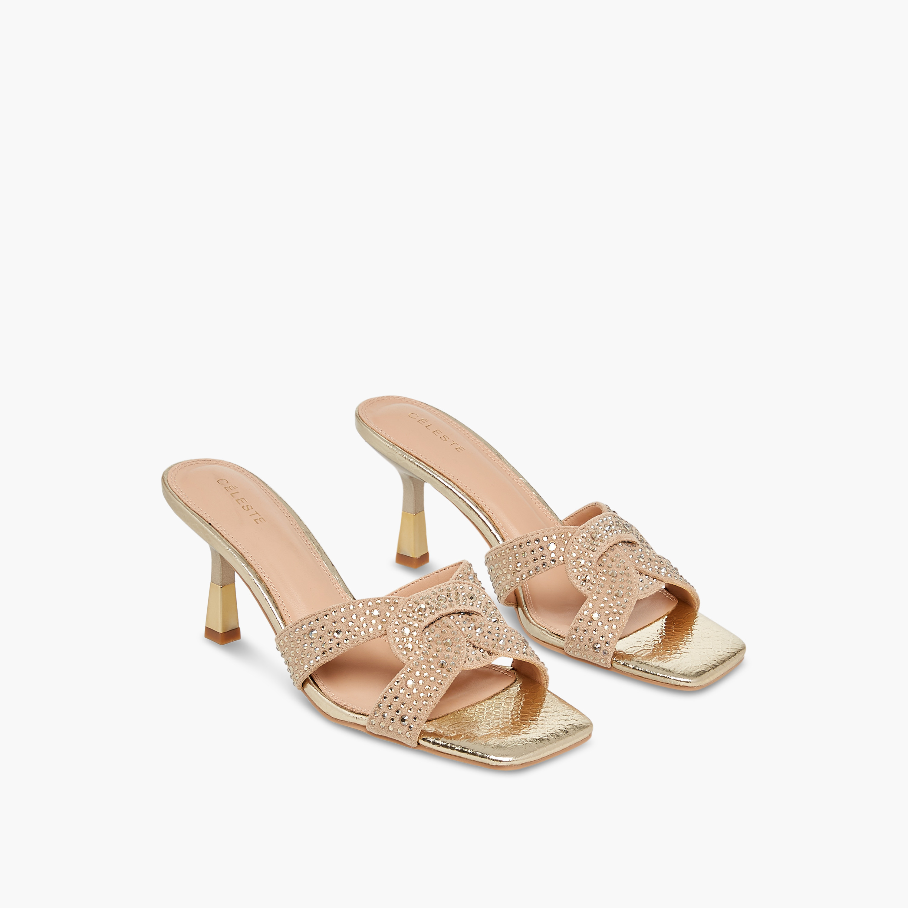 Celeste Women's Embellished Slip-On Sandals with Flared Heels-women-shoes-sandals-heeled-image-1