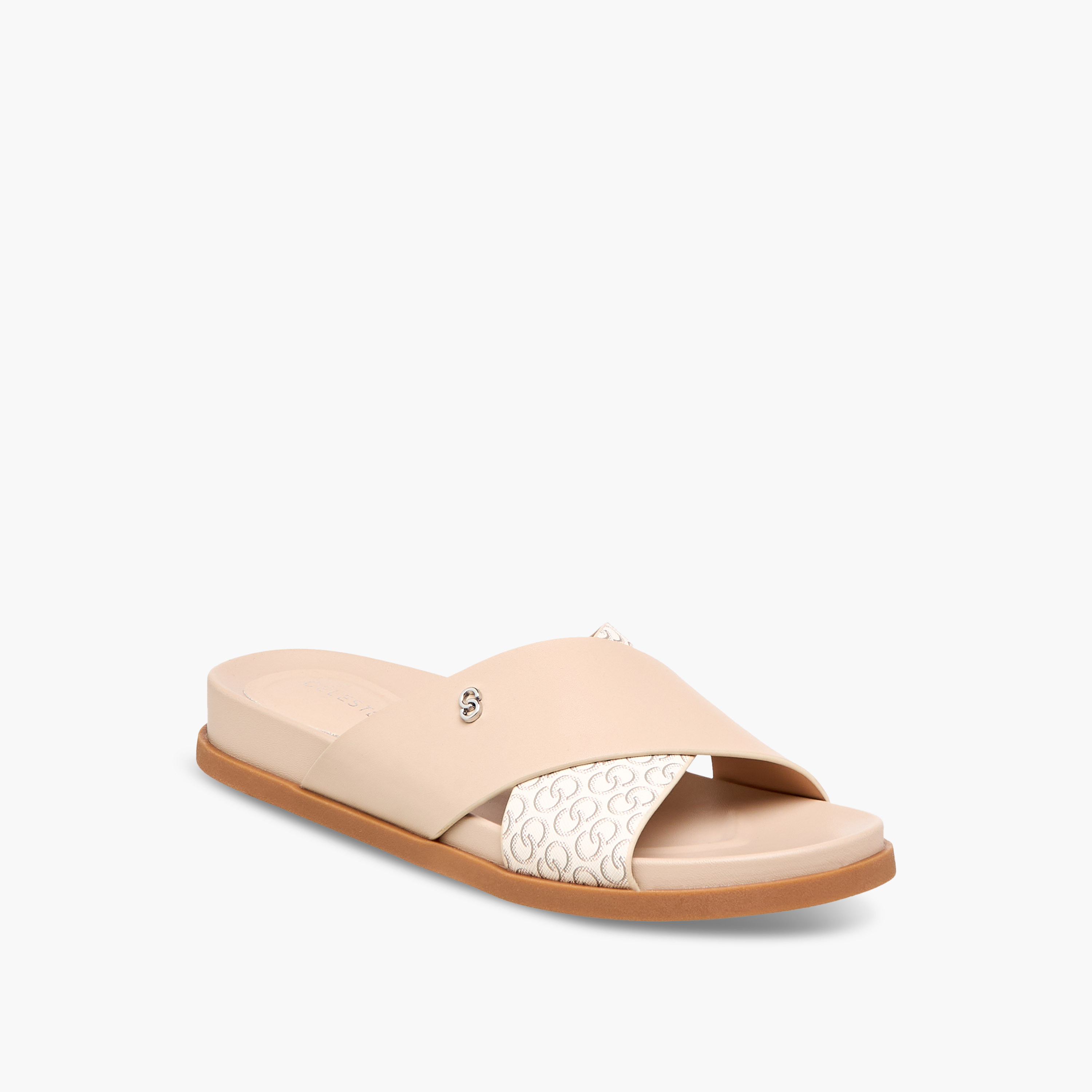 صندل بحزام متقاطع وطبعات مونوجرام للنساء من سيليست-women-shoes-flats-sandals-image-2