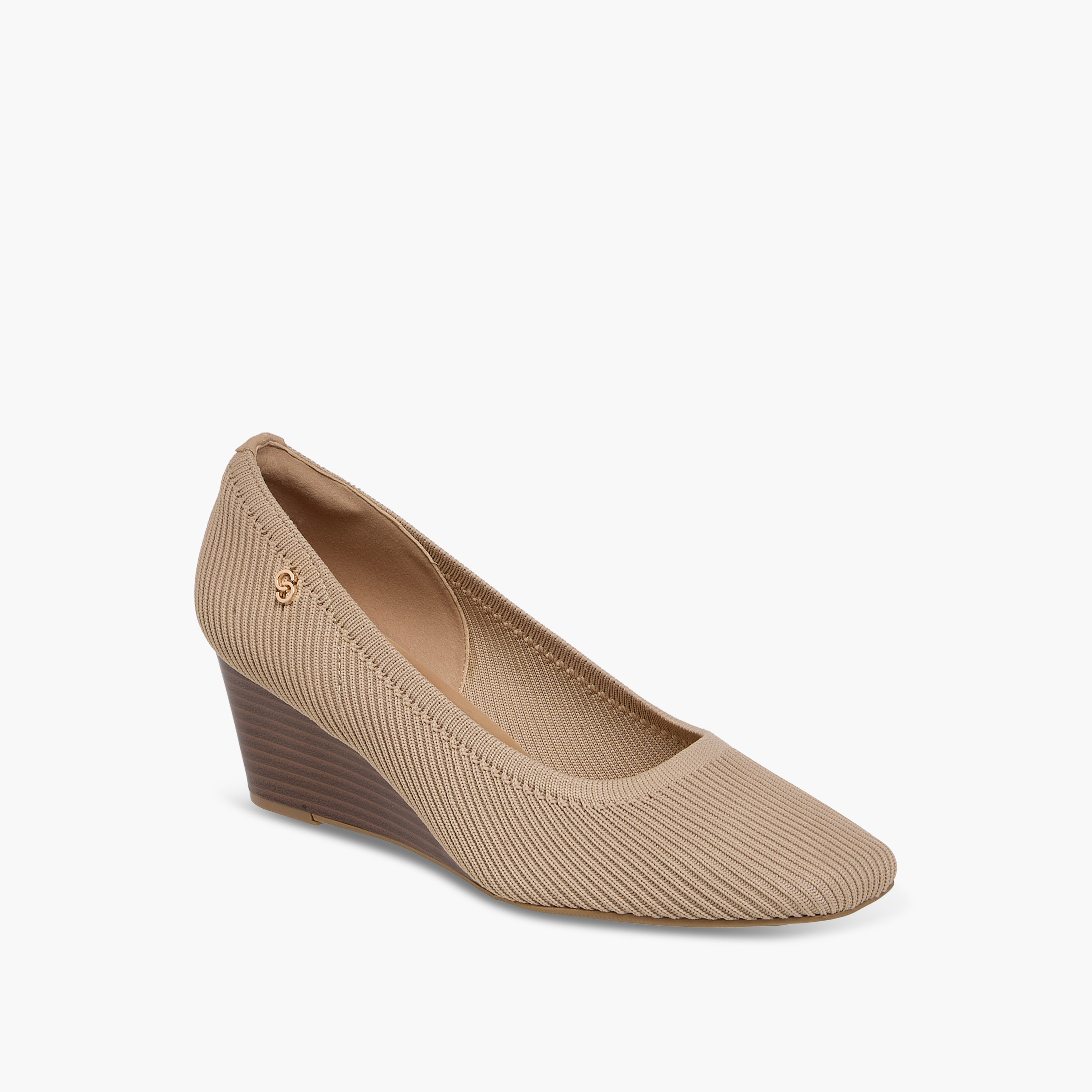 Celeste Women's Textured Slip-On Wedge Heel Shoes-women-shoes-heels-image-2