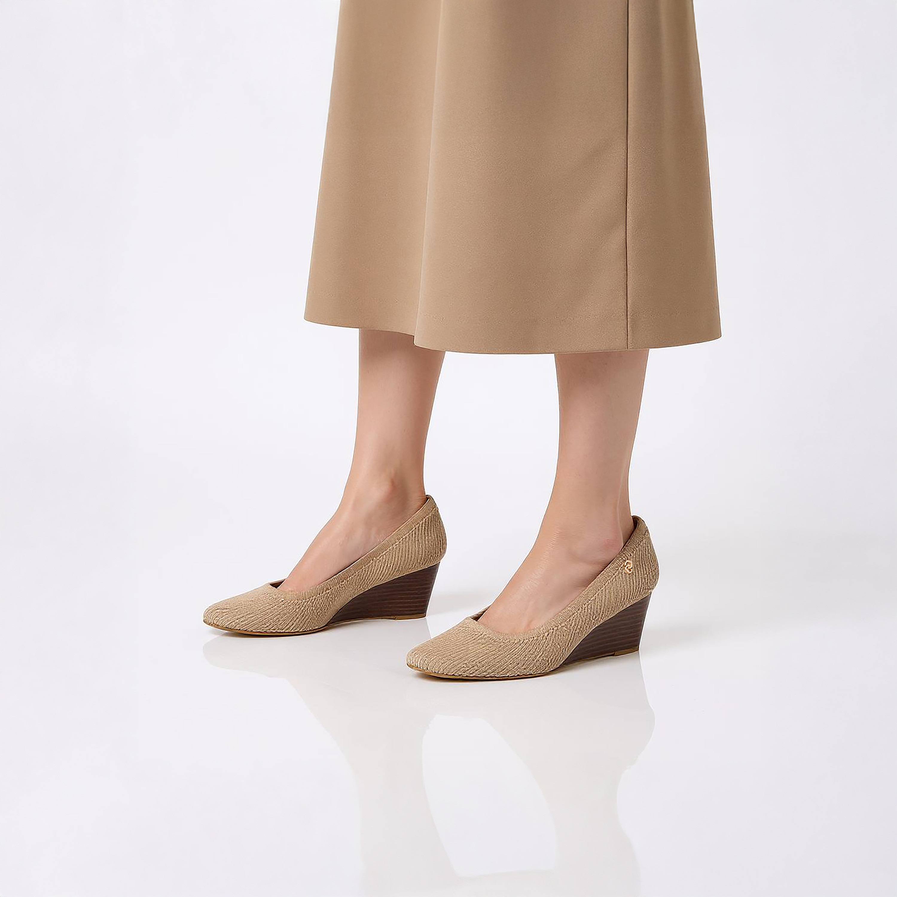 Celeste Women's Textured Slip-On Wedge Heel Shoes-women-shoes-heels-image-2