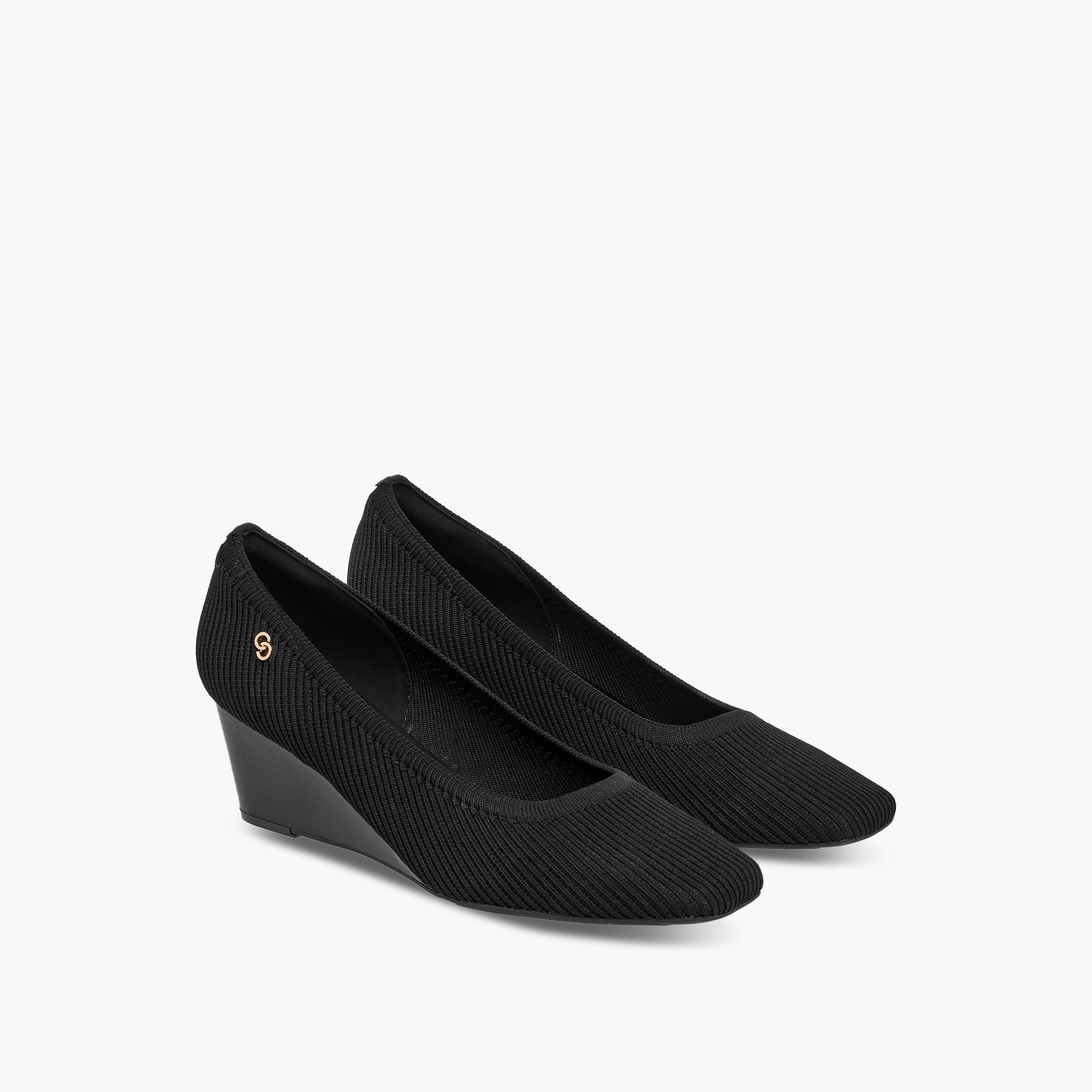 Celeste Women's Textured Slip-On Wedge Heel Shoes-women-shoes-heels-image-1