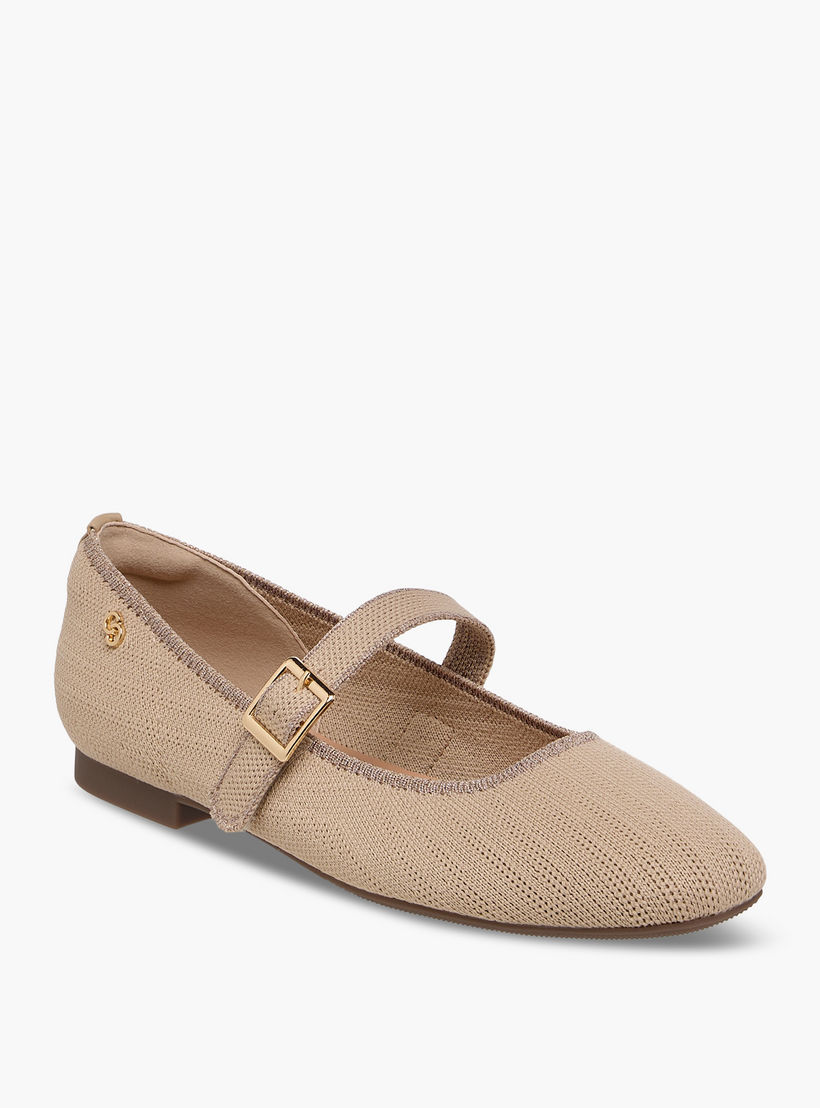 حذاء ماري جين بارز الملمس بإبزيم إغلاق للنساء من سيليست-women-shoes-ballerinas-image-2