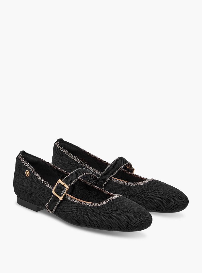 Celeste Women's Textured Mary Jane Shoes with Buckle Closure-women-shoes-ballerinas-image-1