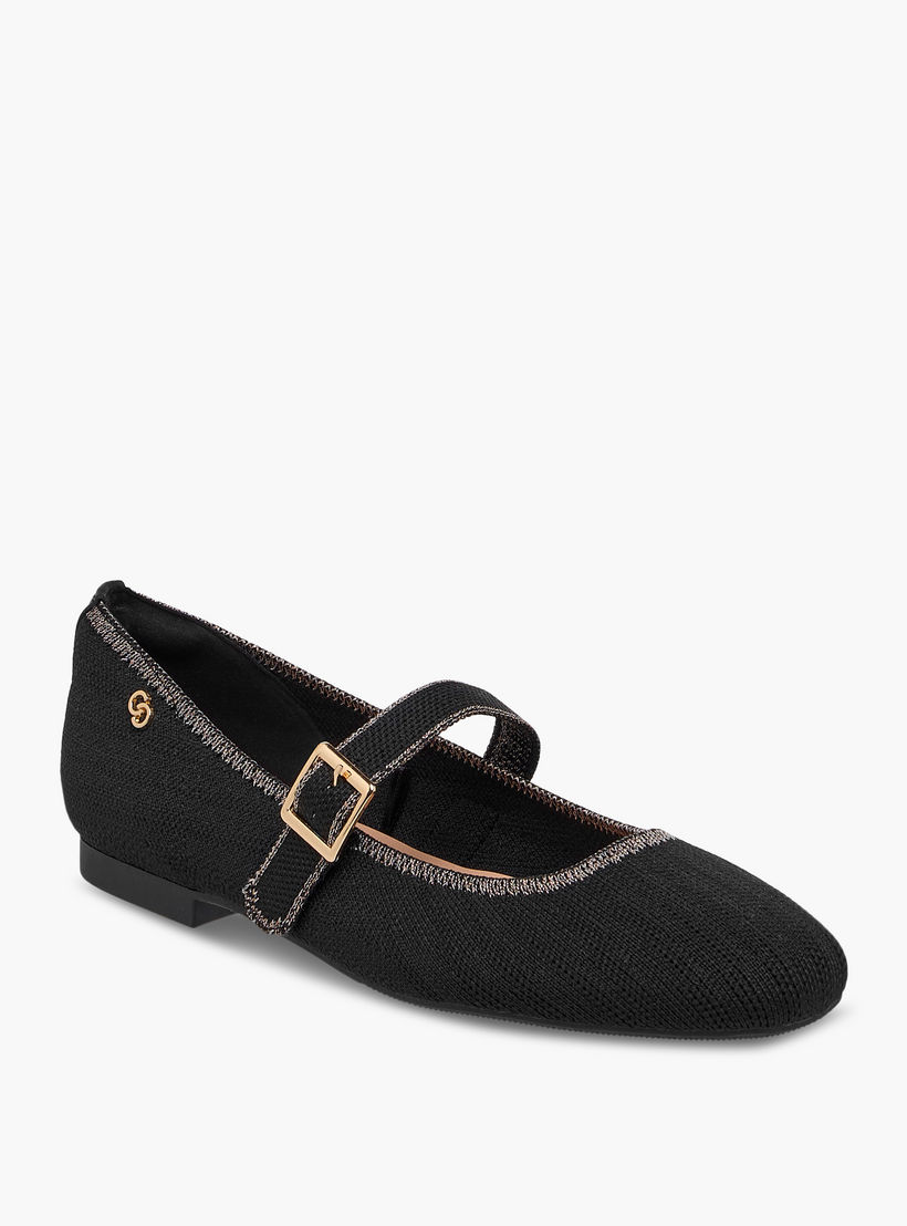Celeste Women's Textured Mary Jane Shoes with Buckle Closure-women-shoes-ballerinas-image-2