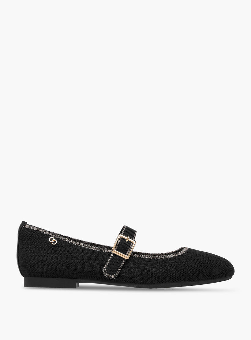 Celeste Women's Textured Mary Jane Shoes with Buckle Closure-women-shoes-ballerinas-image-3