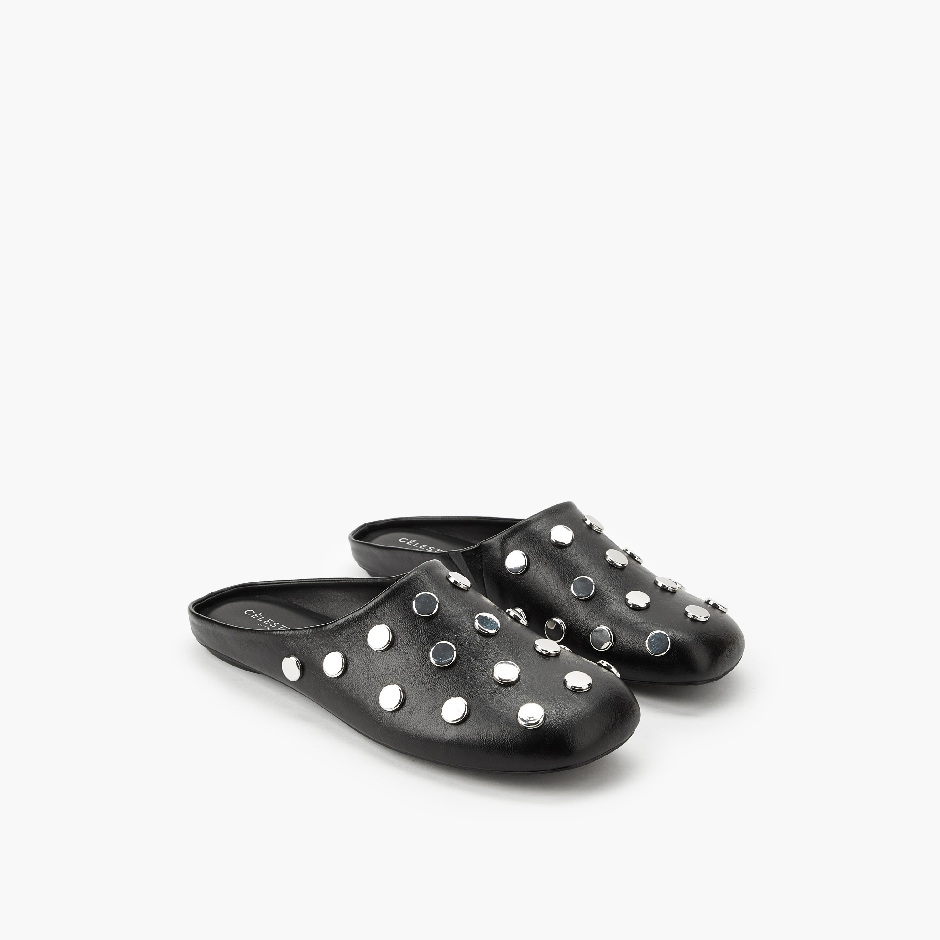 حذاء ميول سهل الارتداء بترصيعات للنساء من سيليست-women-shoes-flats-mules-image-1
