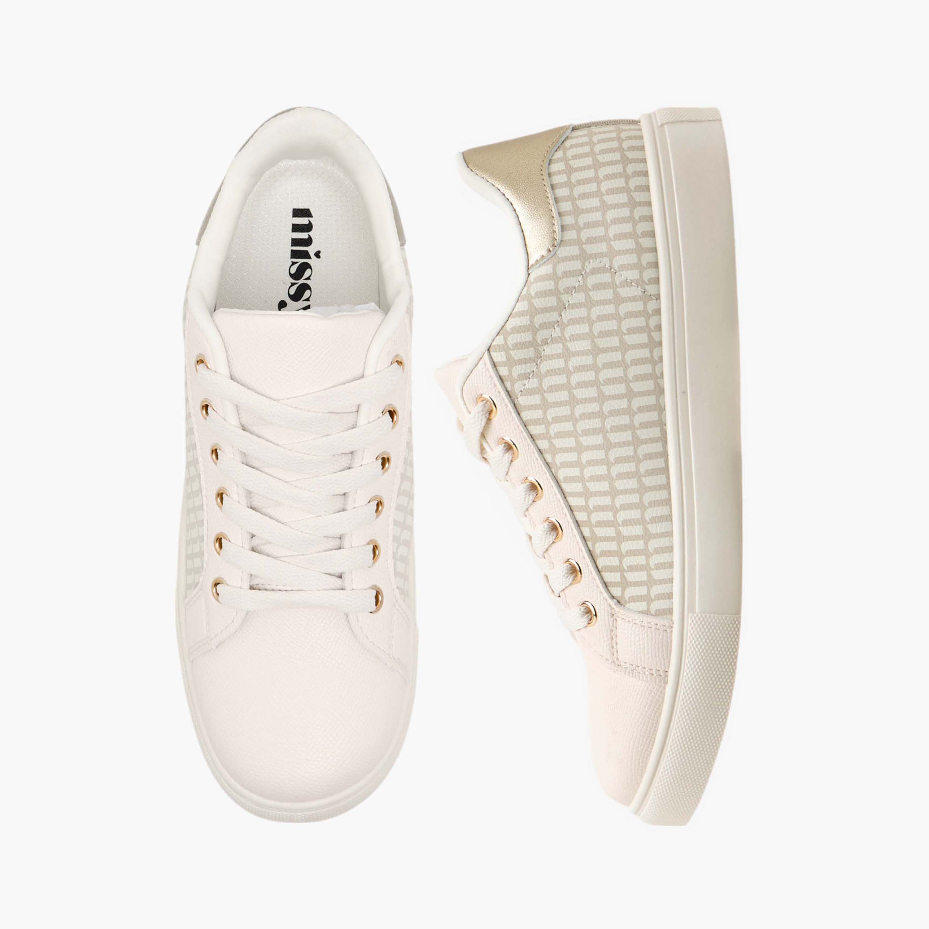 Missy Monogram Print Sneakers with Lace-Up Closure-women-shoes-sneakers-image-1