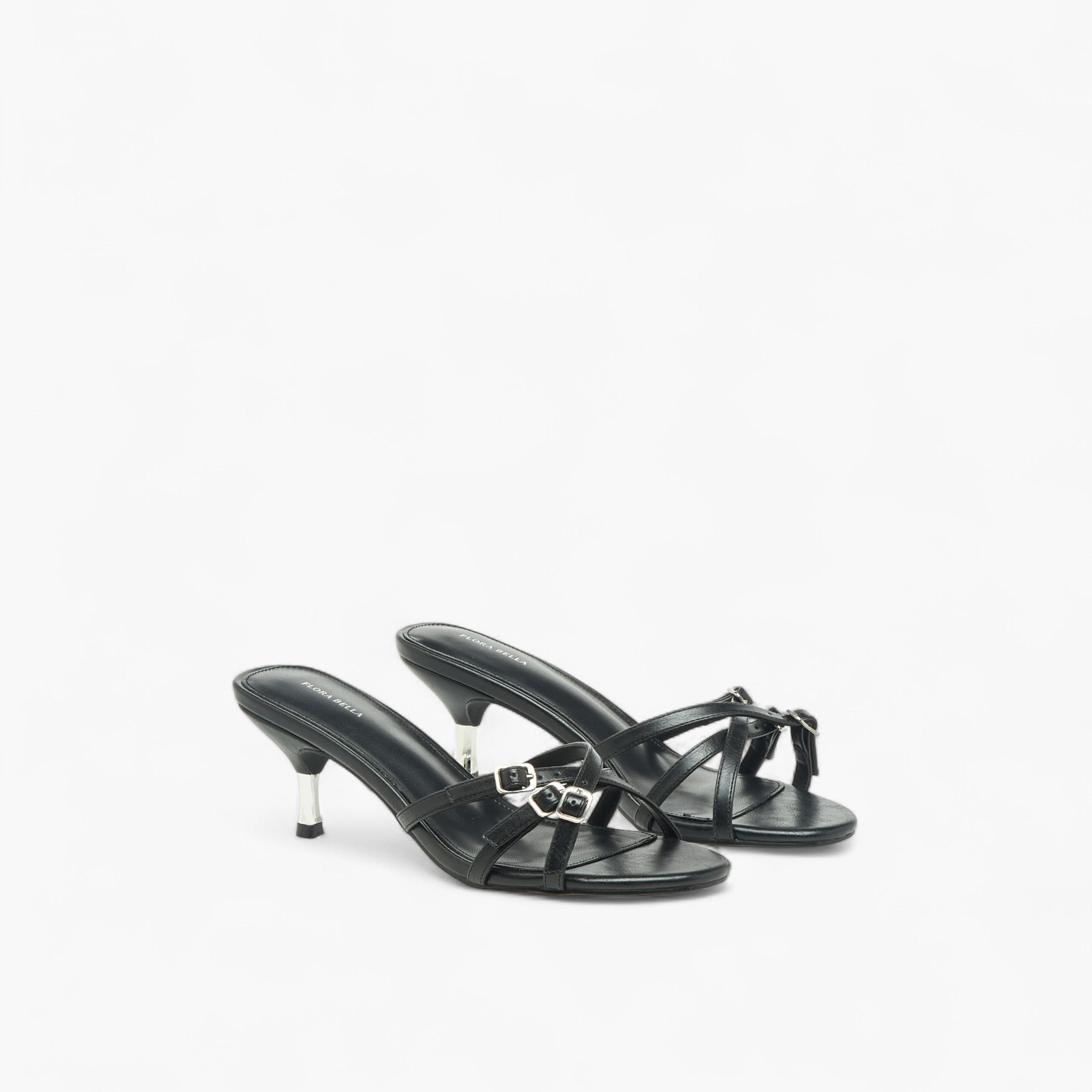 Flora Bella Womens Buckle Detail Flared Heel Sandals-women-shoes-sandals-heeled-image-1