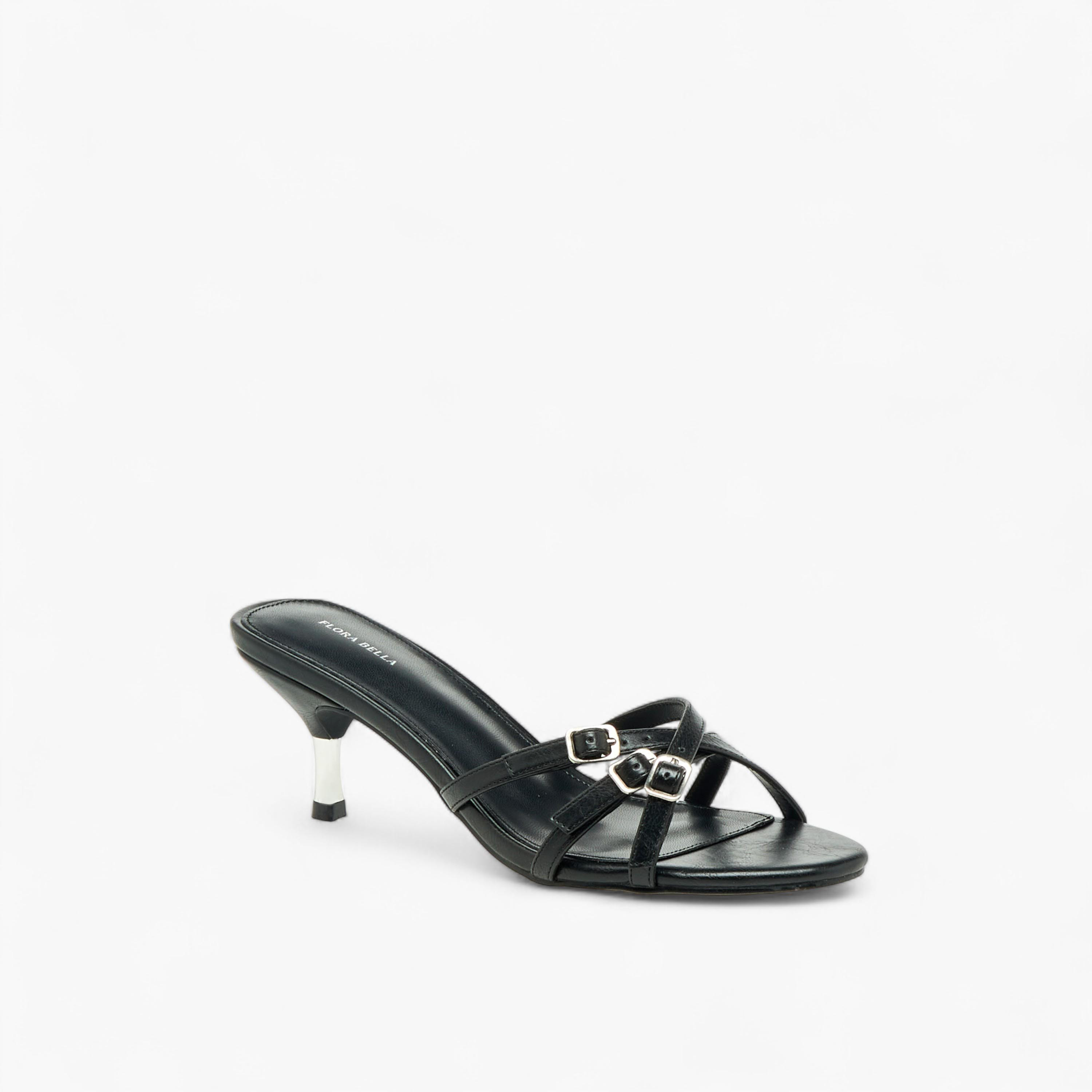 Flora Bella Womens Buckle Detail Flared Heel Sandals-women-shoes-sandals-heeled-image-2