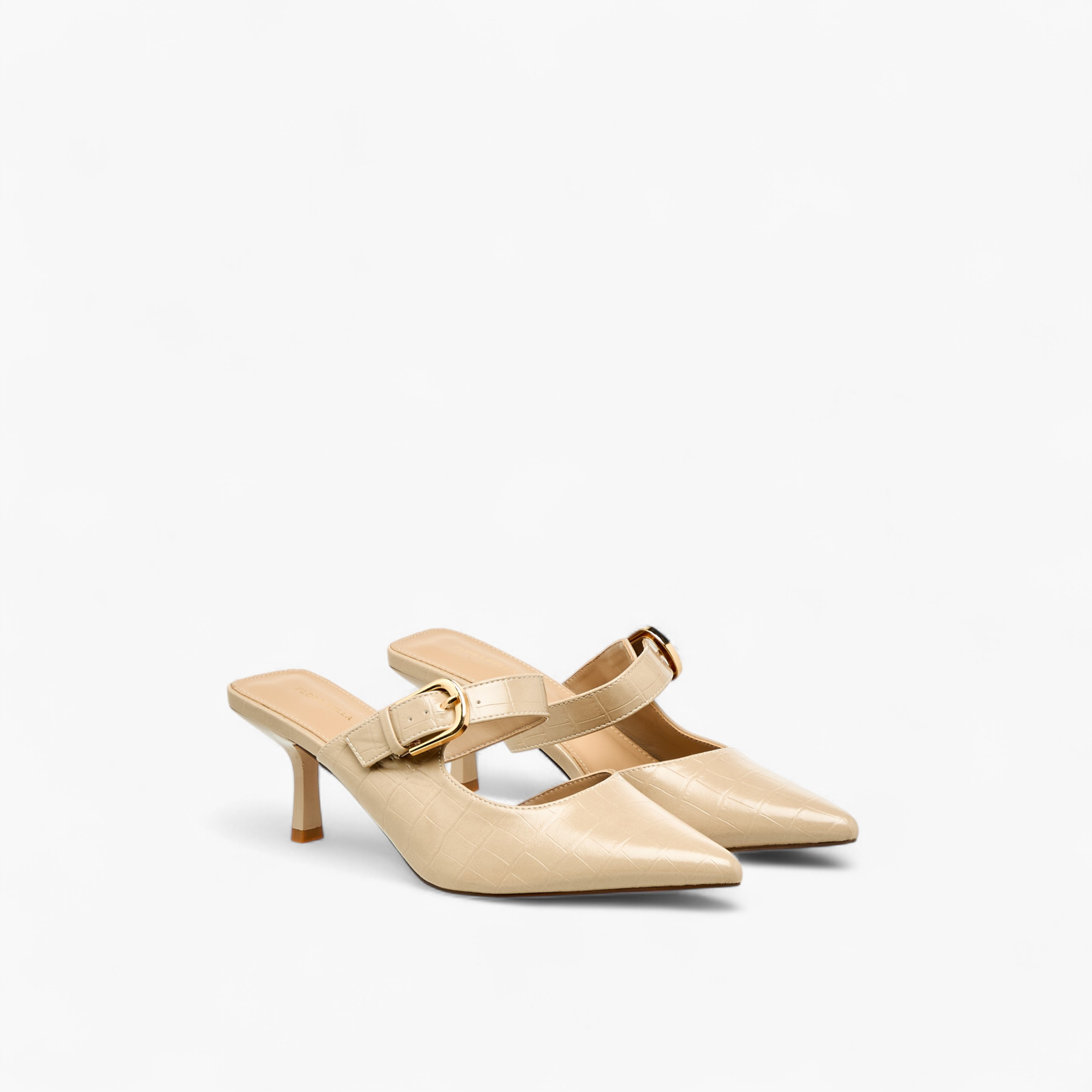 حذاء ميول بتفاصيل إبزيم وكعب مدبب للنساء من فلورا بيلا-women-shoes-heels-image-1