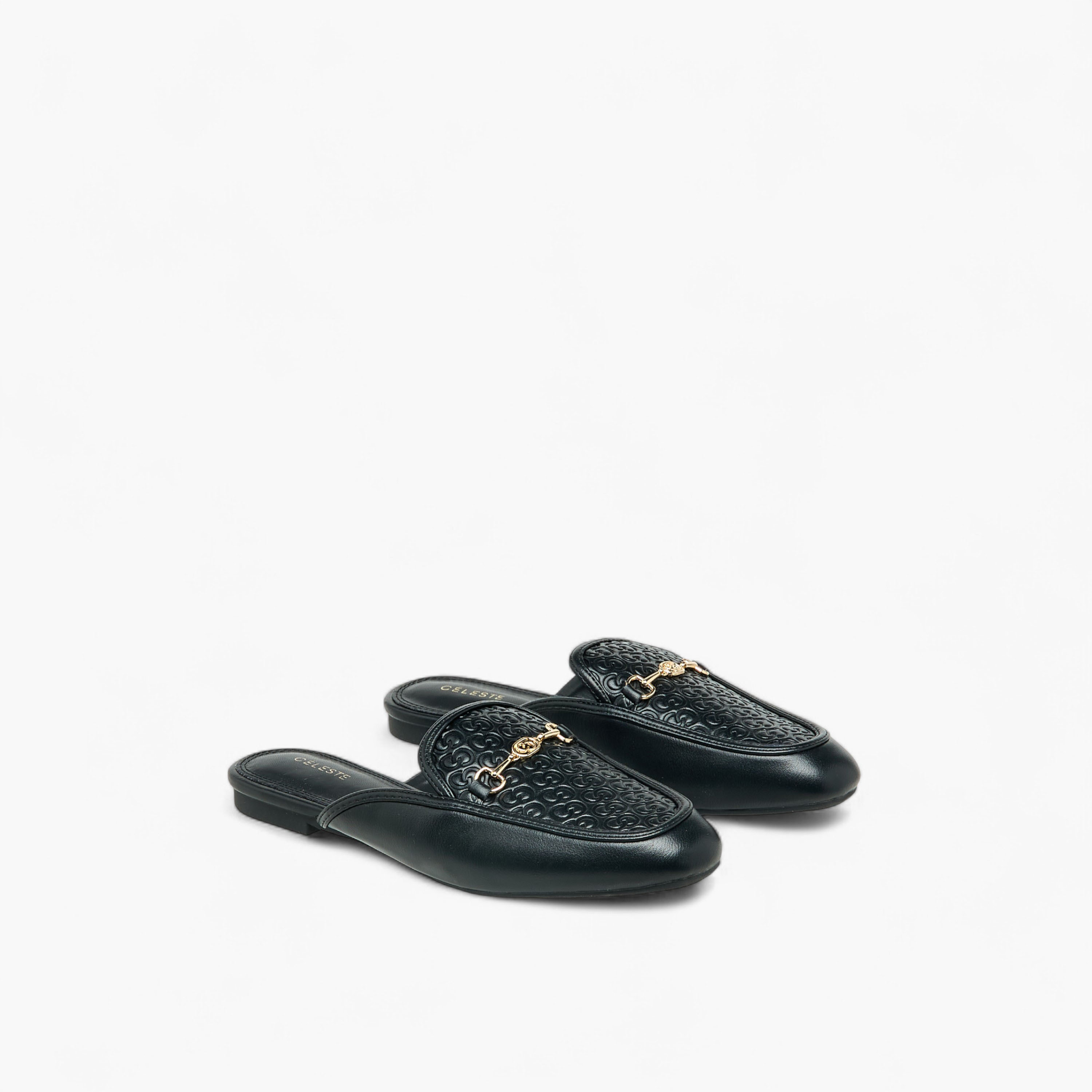 Celeste Women Monogram Embossed Mules-women-shoes-flats-mules-image-1