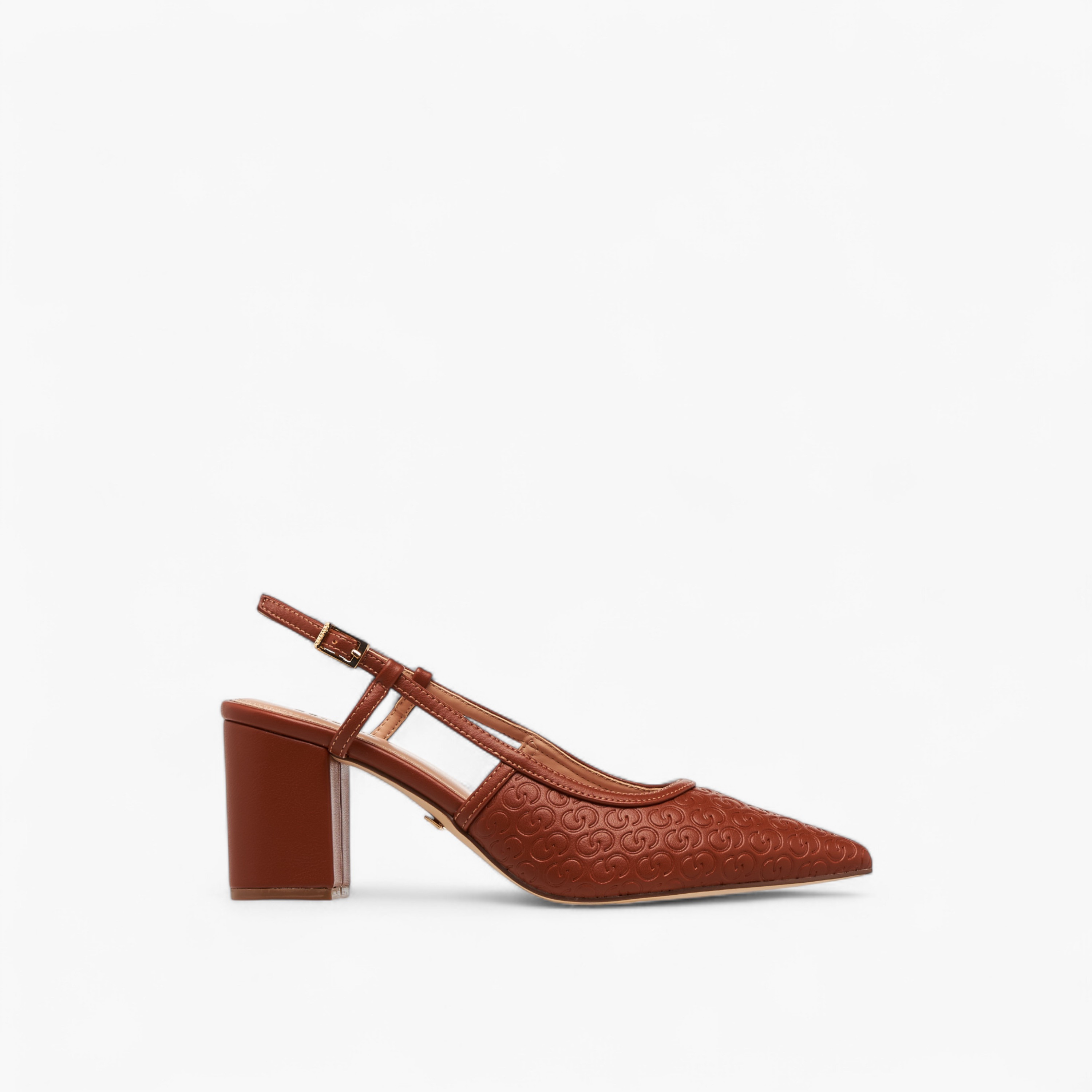 Celeste Women's Monogram Embossed Pointed Toe Shoes with Block Heels-women-shoes-heels-image-3