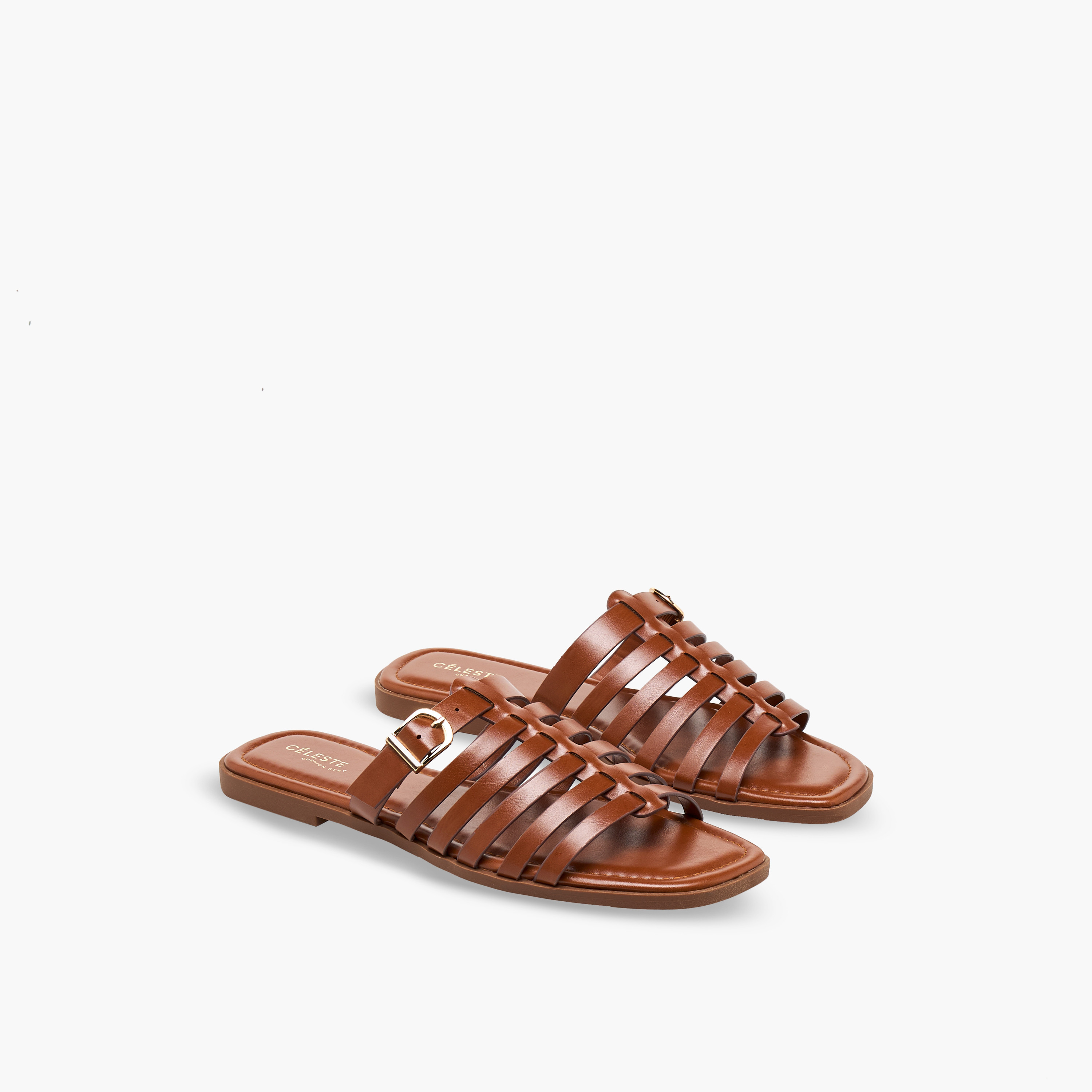 Celeste Women Slip-On Buckle Accent Sandals-women-shoes-sandals-flats-image-1