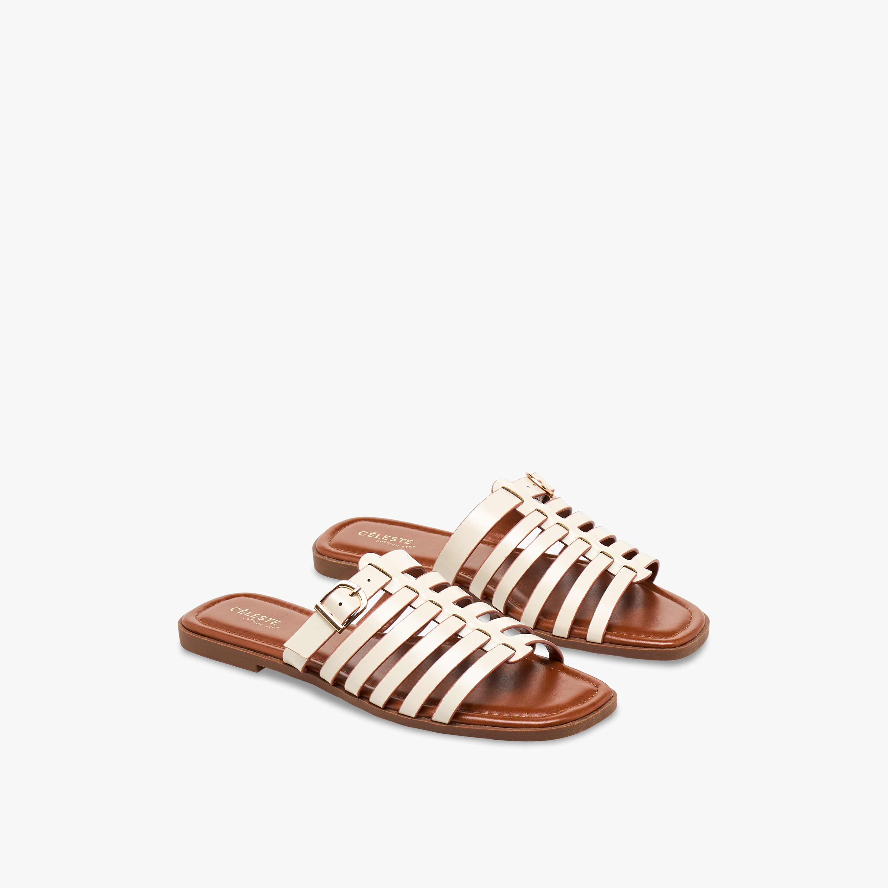 Celeste Women Slip-On Buckle Accent Sandals-women-shoes-sandals-flats-image-1