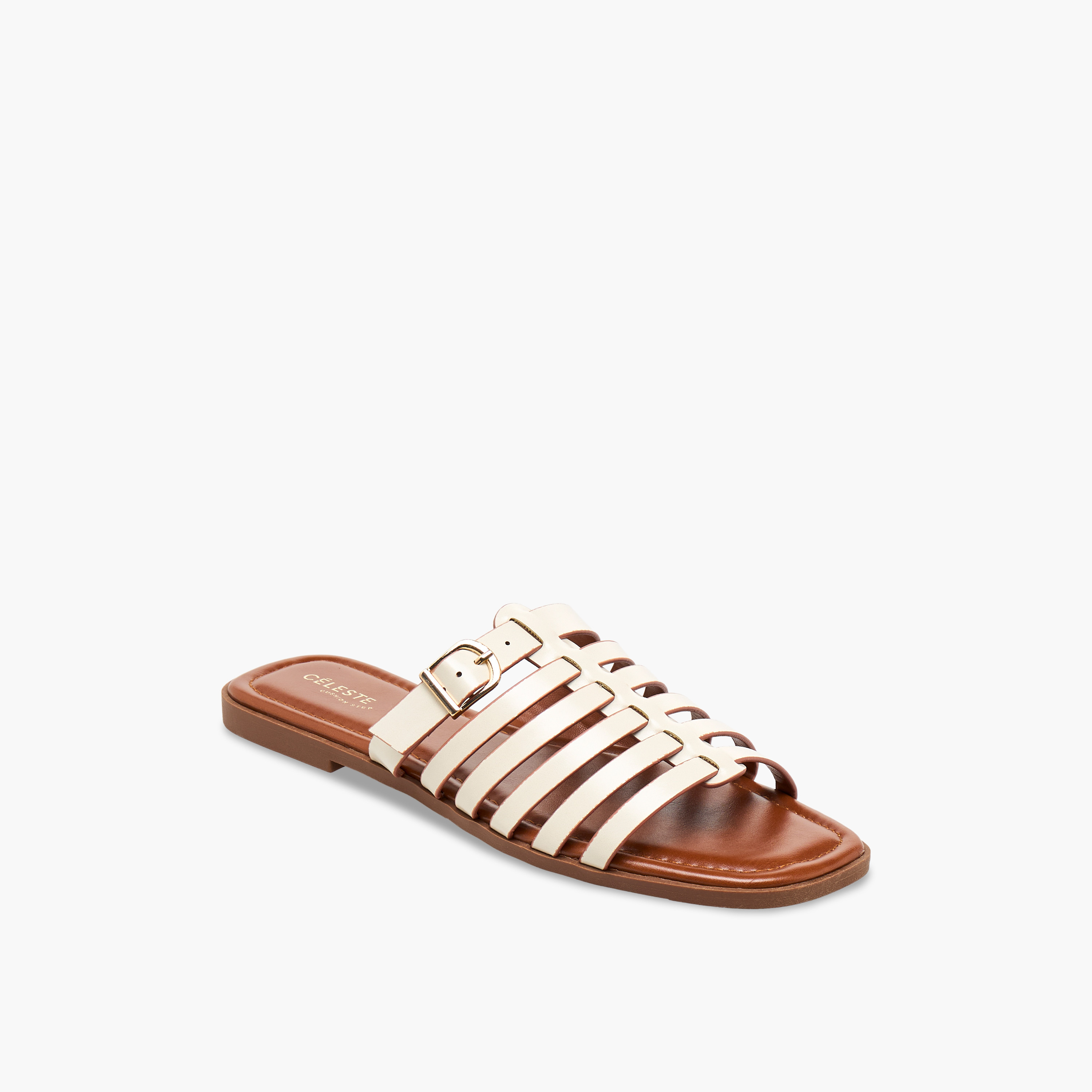 Celeste Women Slip-On Buckle Accent Sandals-women-shoes-sandals-flats-image-2
