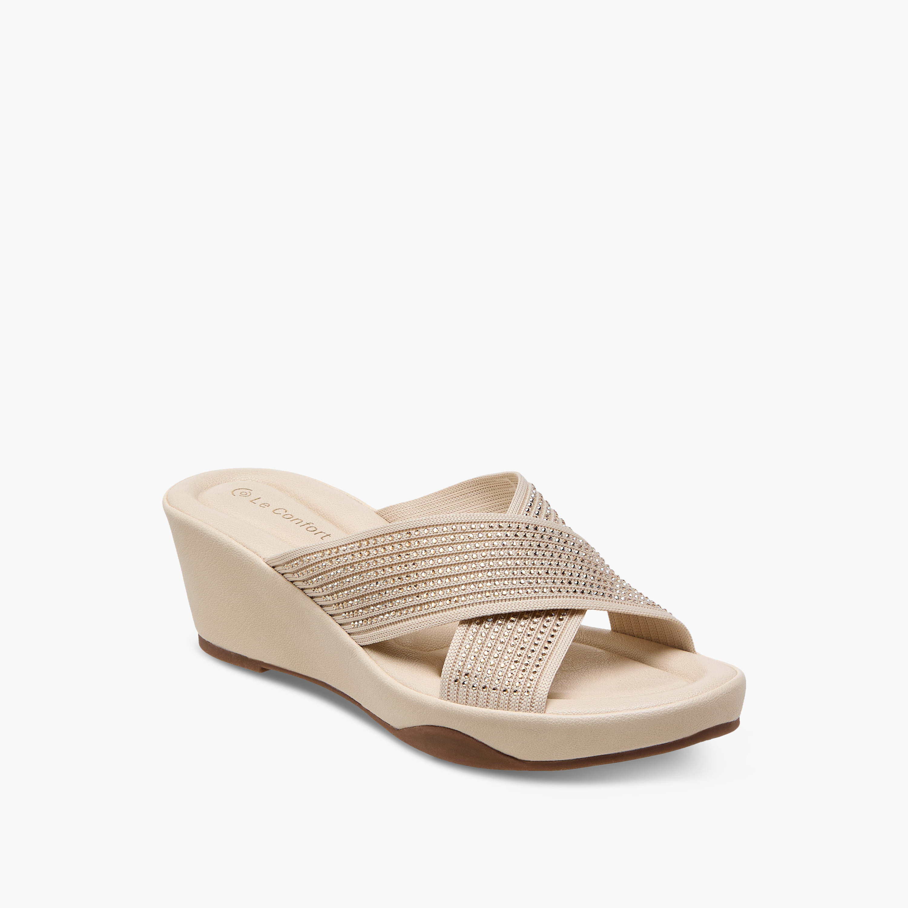 Le Confort Women Wedge Heel Cross Strap Comfort Sandals-women-shoes-sandals-heeled-image-2
