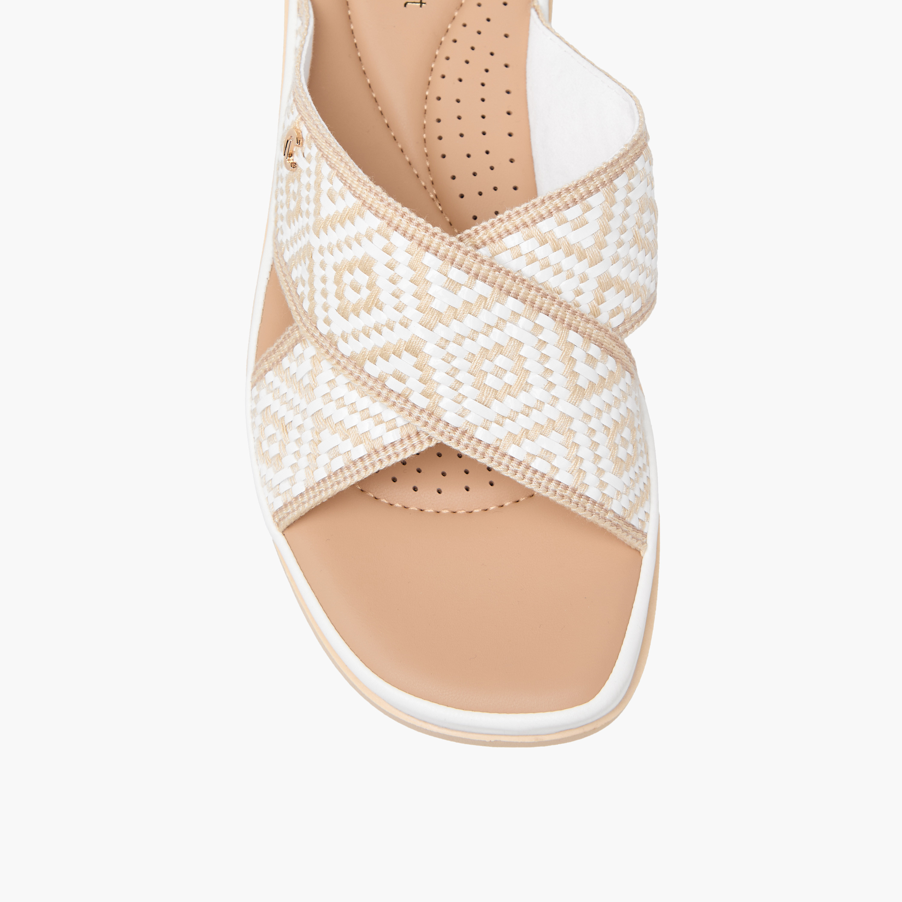 Le Confort Women Textured Cross Strap Comfort Sandals-women-shoes-flats-sandals-image-4