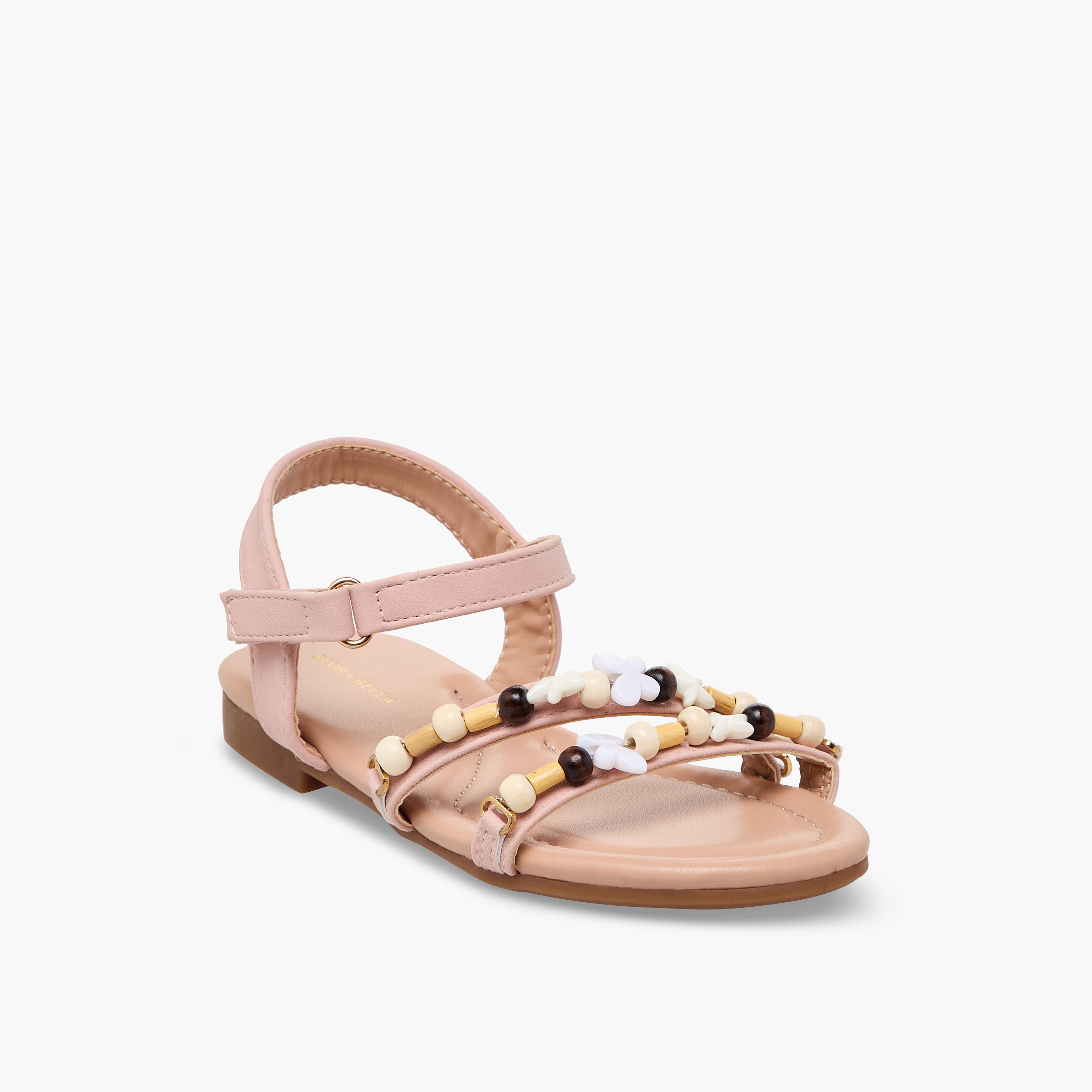 صندل للبنات بشريط إغلاق لاصق وتزيينات خرز من فلورا بيلا-girls-shoes-sandals-image-2