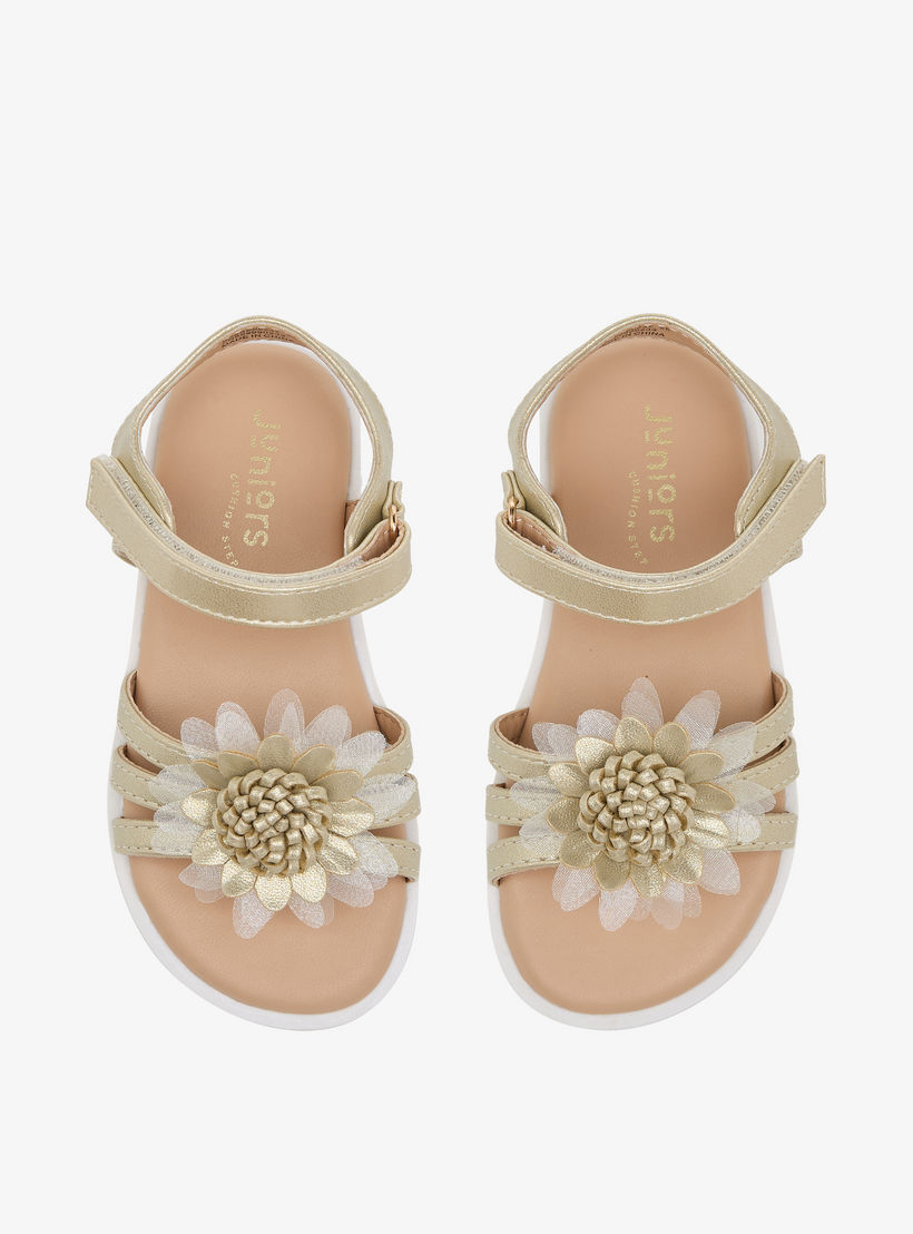 صندل مزين بالزهور بشريط إغلاق لاصق للبنات من جونيورز-girls-shoes-sandals-image-1