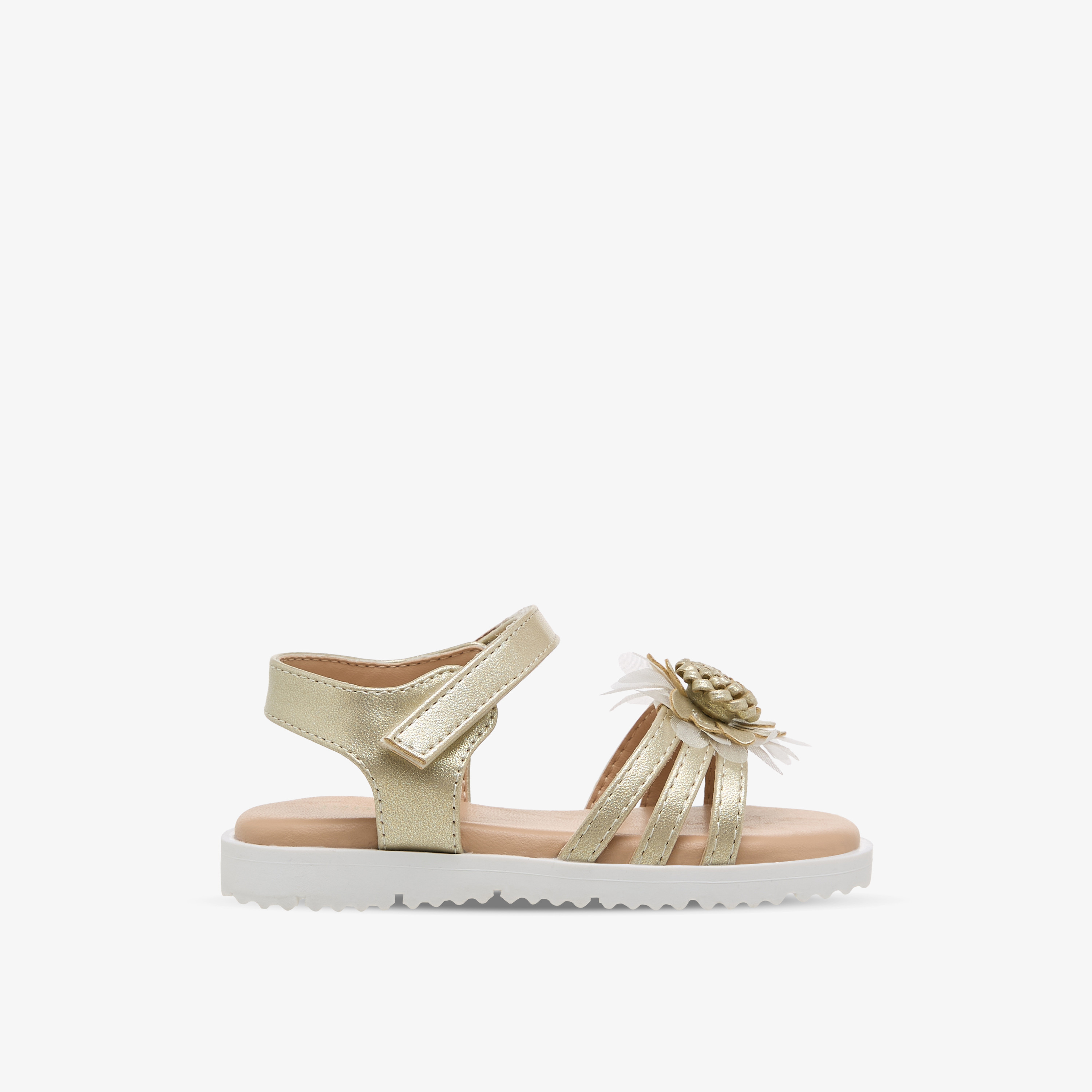صندل مزين بالزهور بشريط إغلاق لاصق للبنات من جونيورز-girls-shoes-sandals-image-2