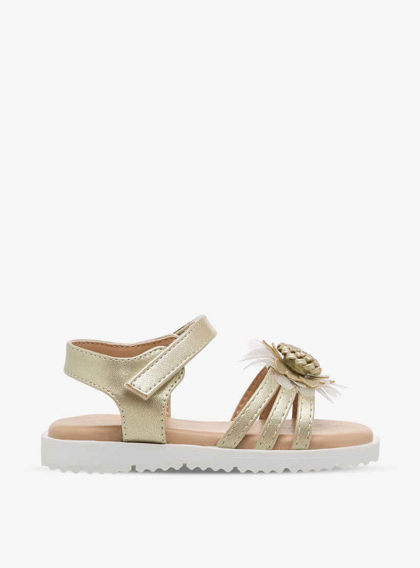 صندل مزين بالزهور بشريط إغلاق لاصق للبنات من جونيورز-girls-shoes-sandals-image-2