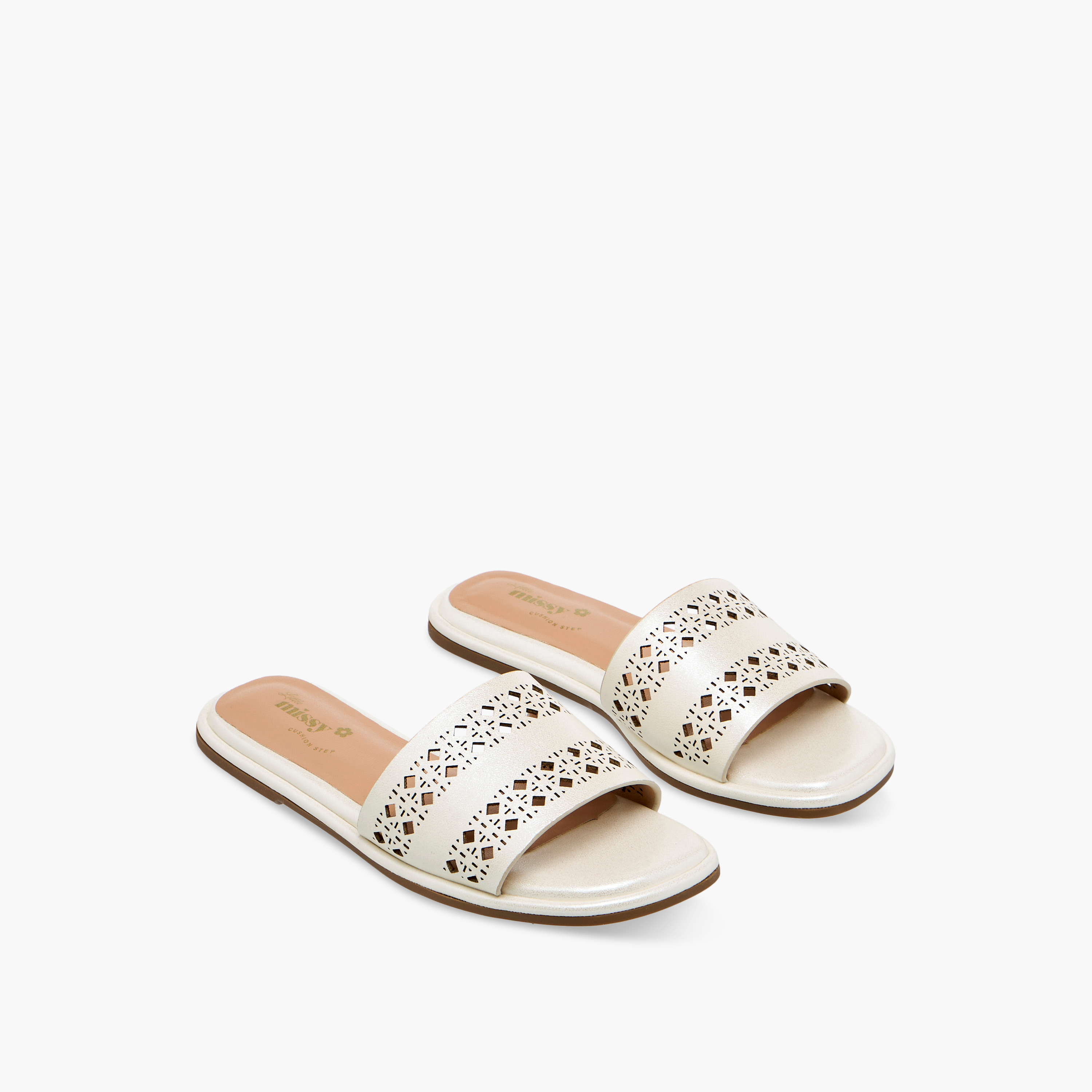 Little Missy Girls Perforated Slide Sandals-girls-shoes-sandals-image-1