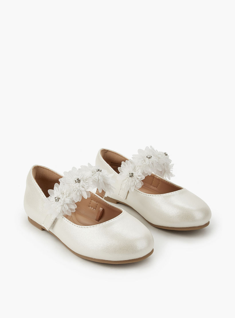 حذاء باليرينا مزين بالزهور للبنات من جونيورز-girls-shoes-maryjanes-image-1