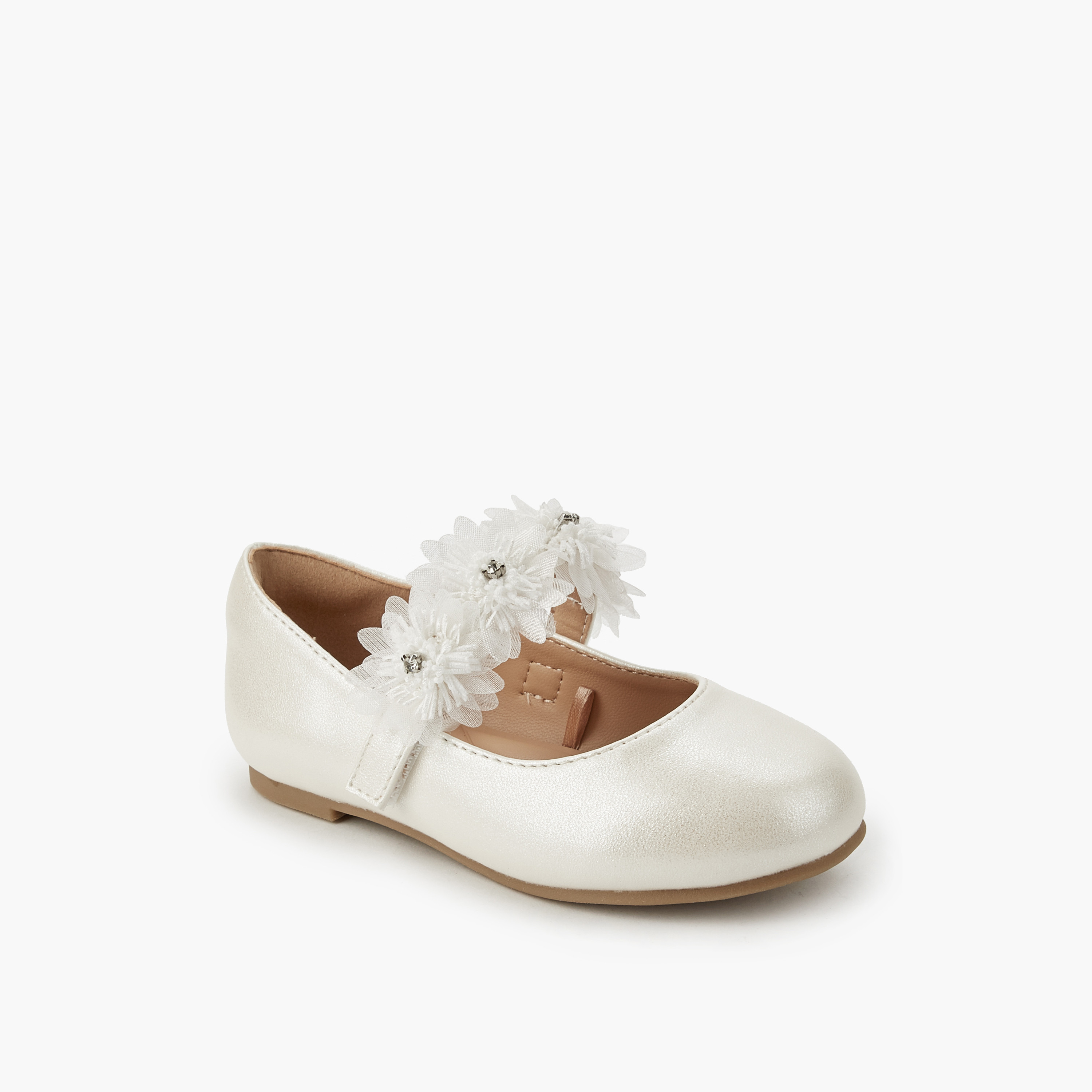 حذاء باليرينا مزين بالزهور للبنات من جونيورز-girls-shoes-maryjanes-image-3