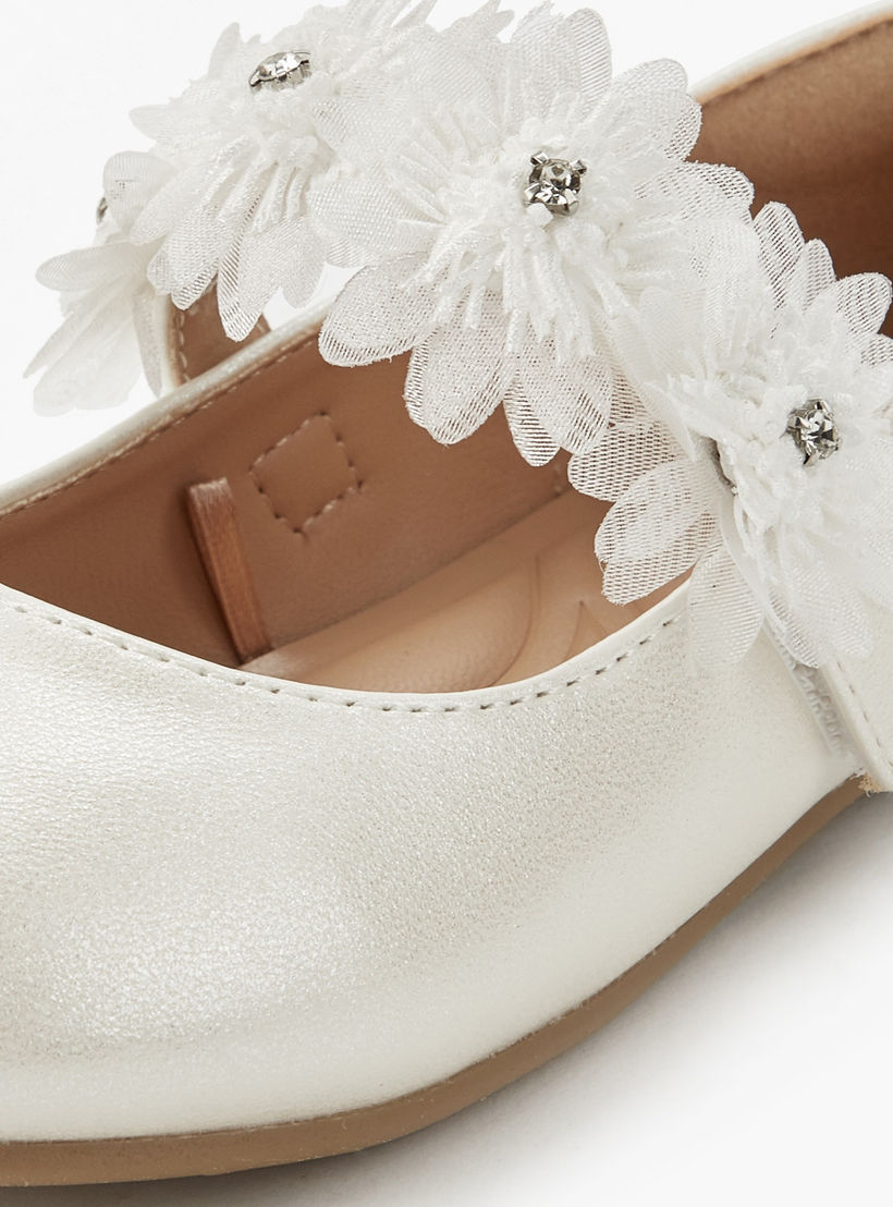 حذاء باليرينا مزين بالزهور للبنات من جونيورز-girls-shoes-maryjanes-image-5