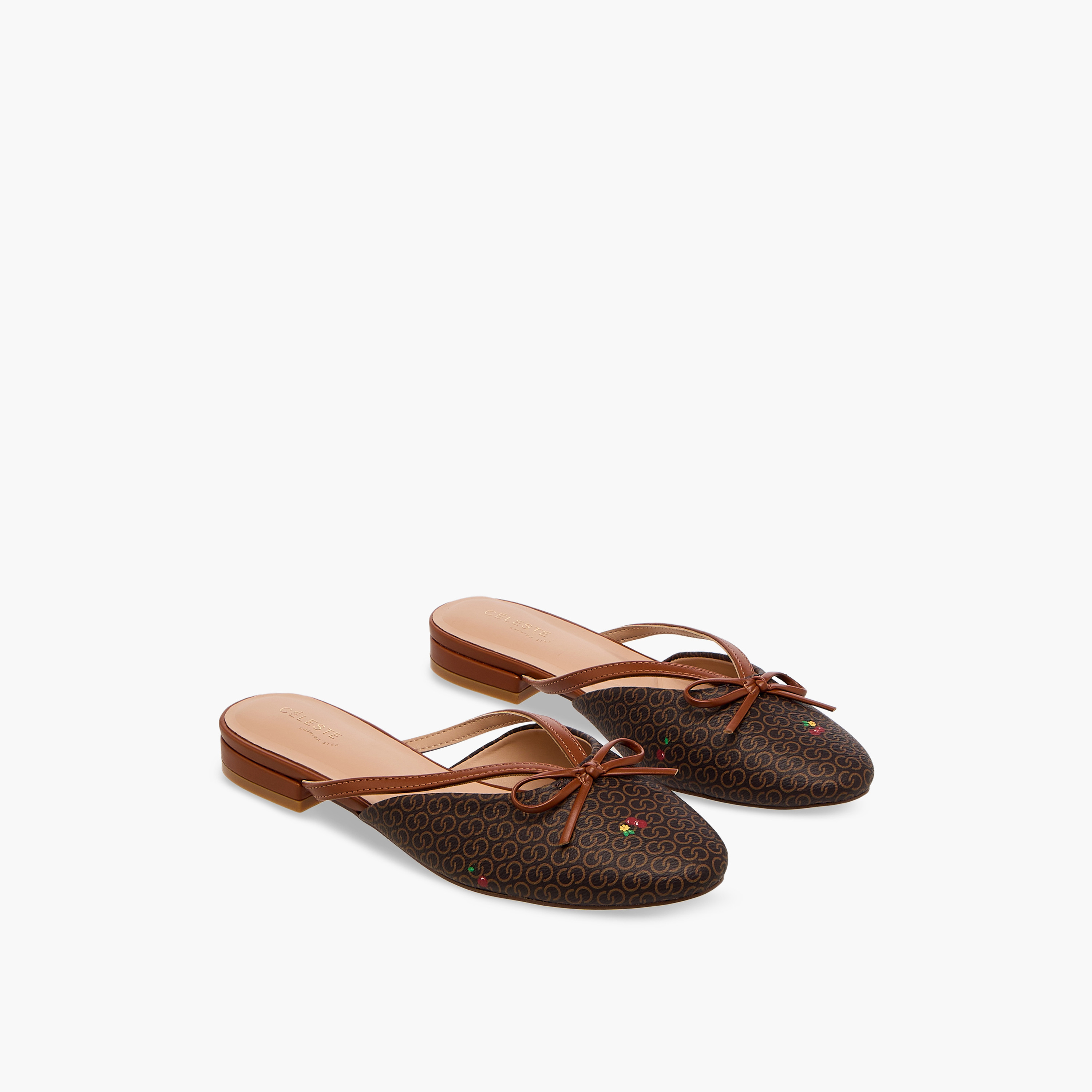 Celeste Women Monogram Print Mules-women-shoes-flats-mules-image-1