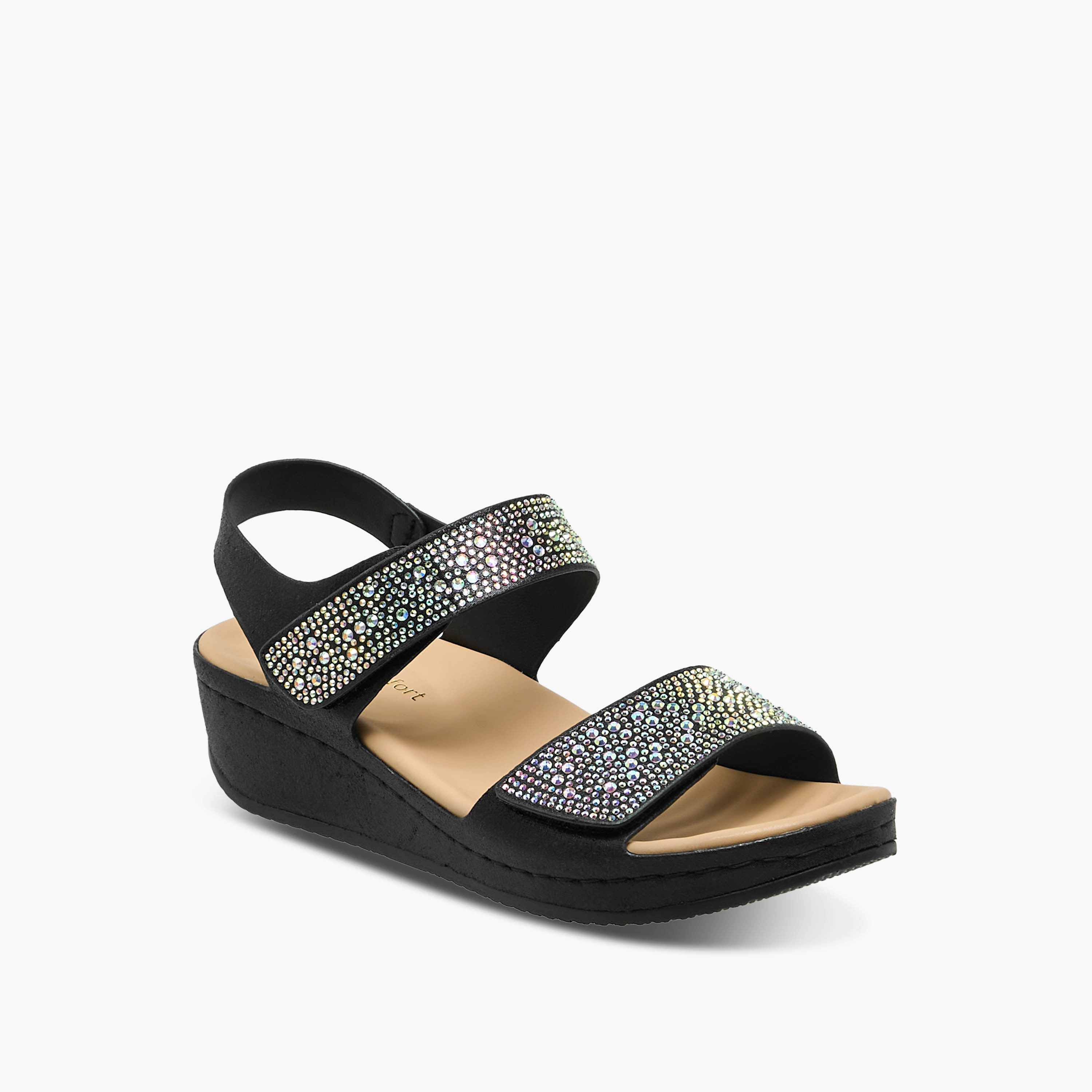 صندل مزيّن بشريط إغلاق لاصق للنساء من لو كونفورت-women-shoes-sandals-heeled-image-2