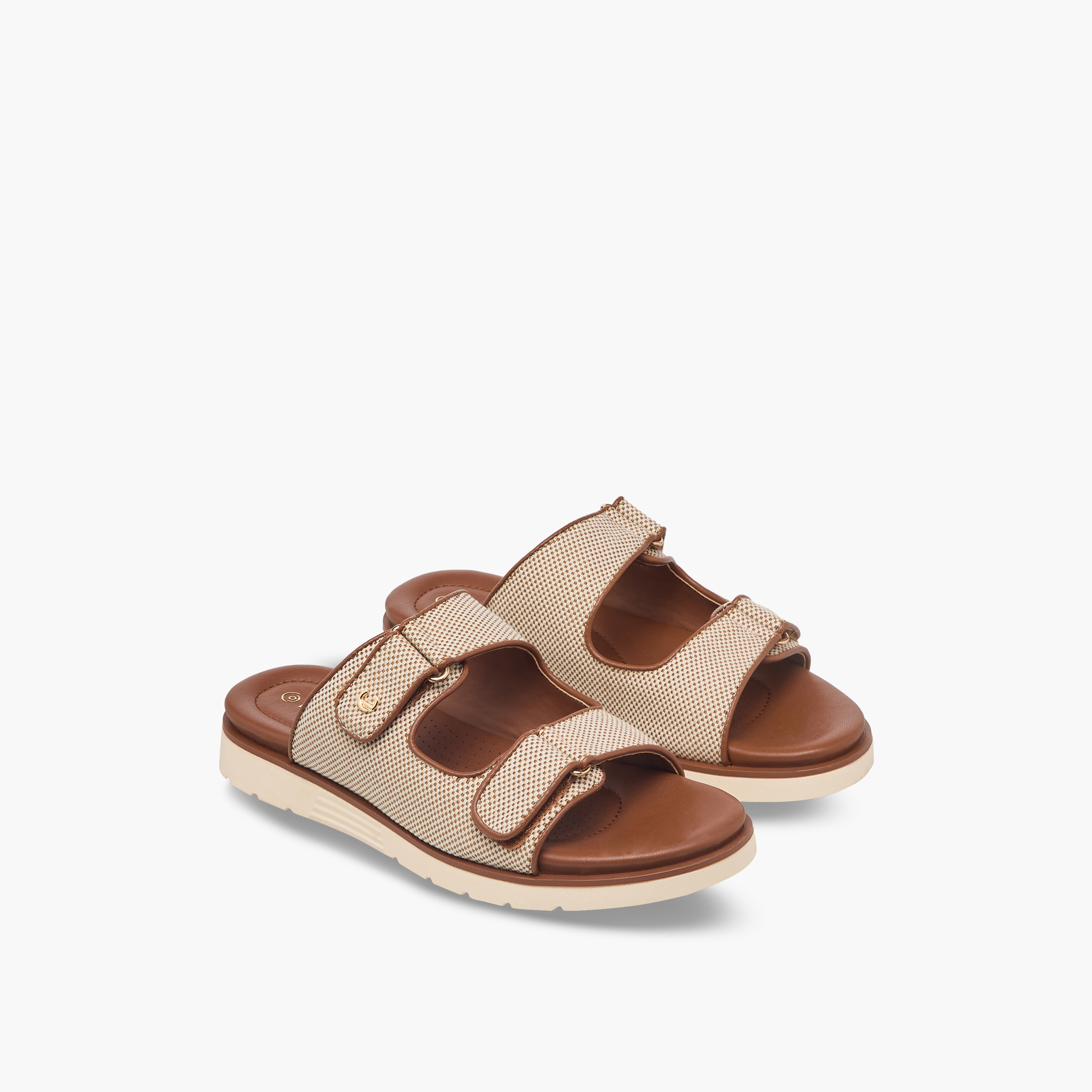 Le Confort Women Weave Textured Slip-On Comfort Sandals-women-shoes-flats-sandals-image-1