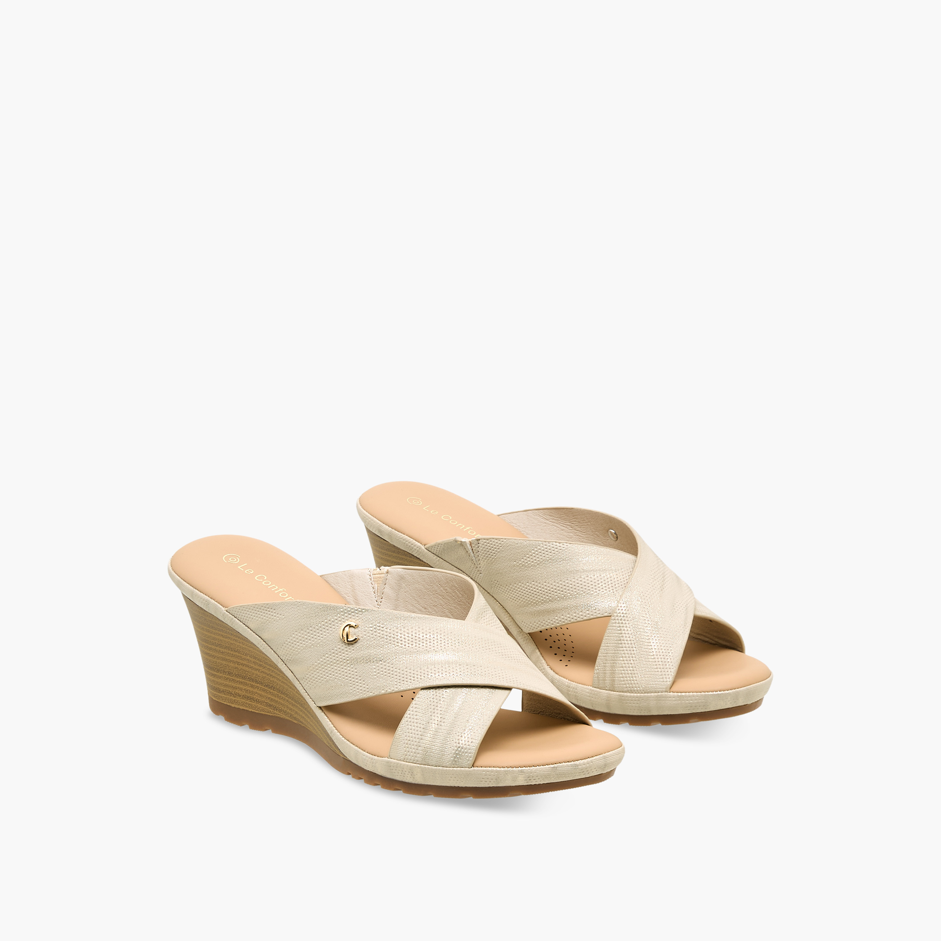 Le Confort Women Cross Strap Wedge Heel Sandals-women-shoes-sandals-heeled-image-1