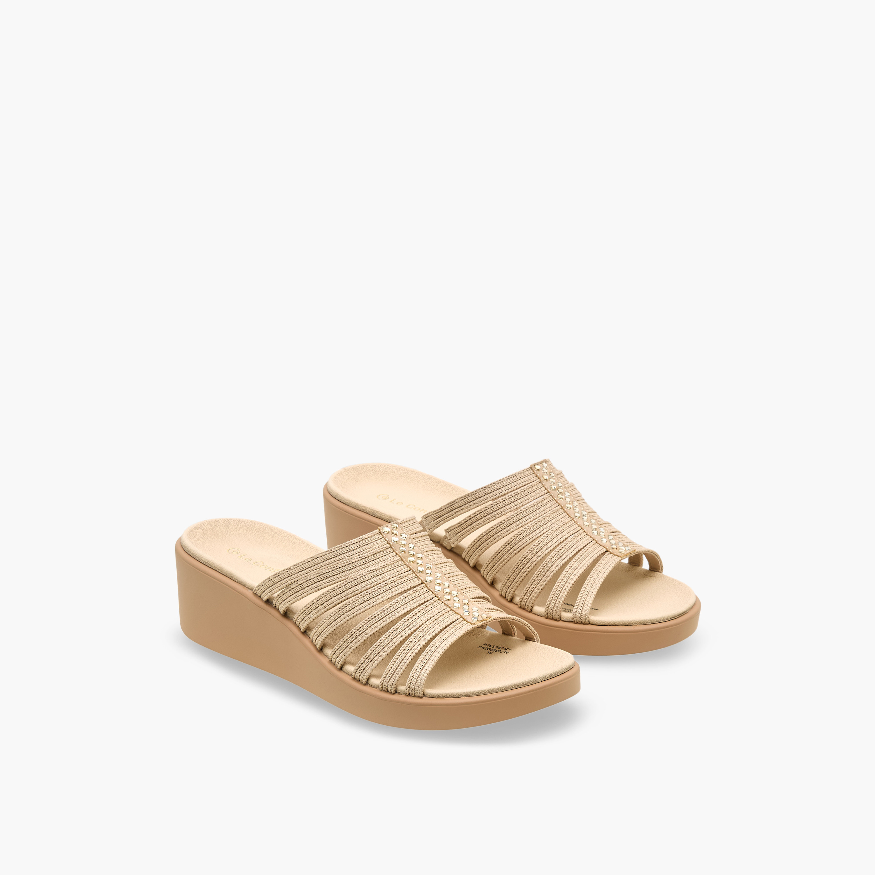 Le Confort Women Textured Flyknit Wedge Heel Sandals-women-shoes-sandals-heeled-image-1