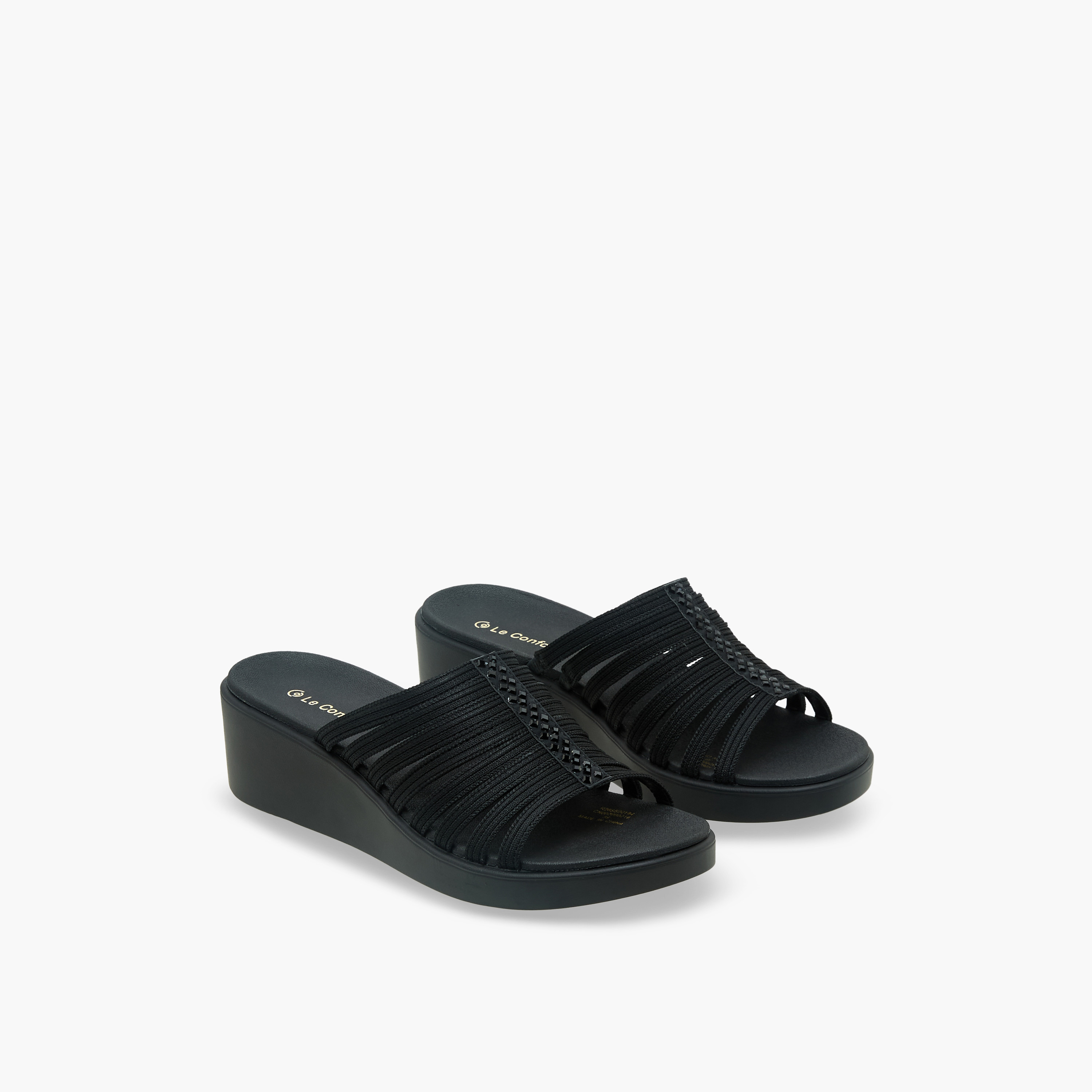 Le Confort Women Textured Flyknit Wedge Heel Sandals-women-shoes-sandals-heeled-image-1