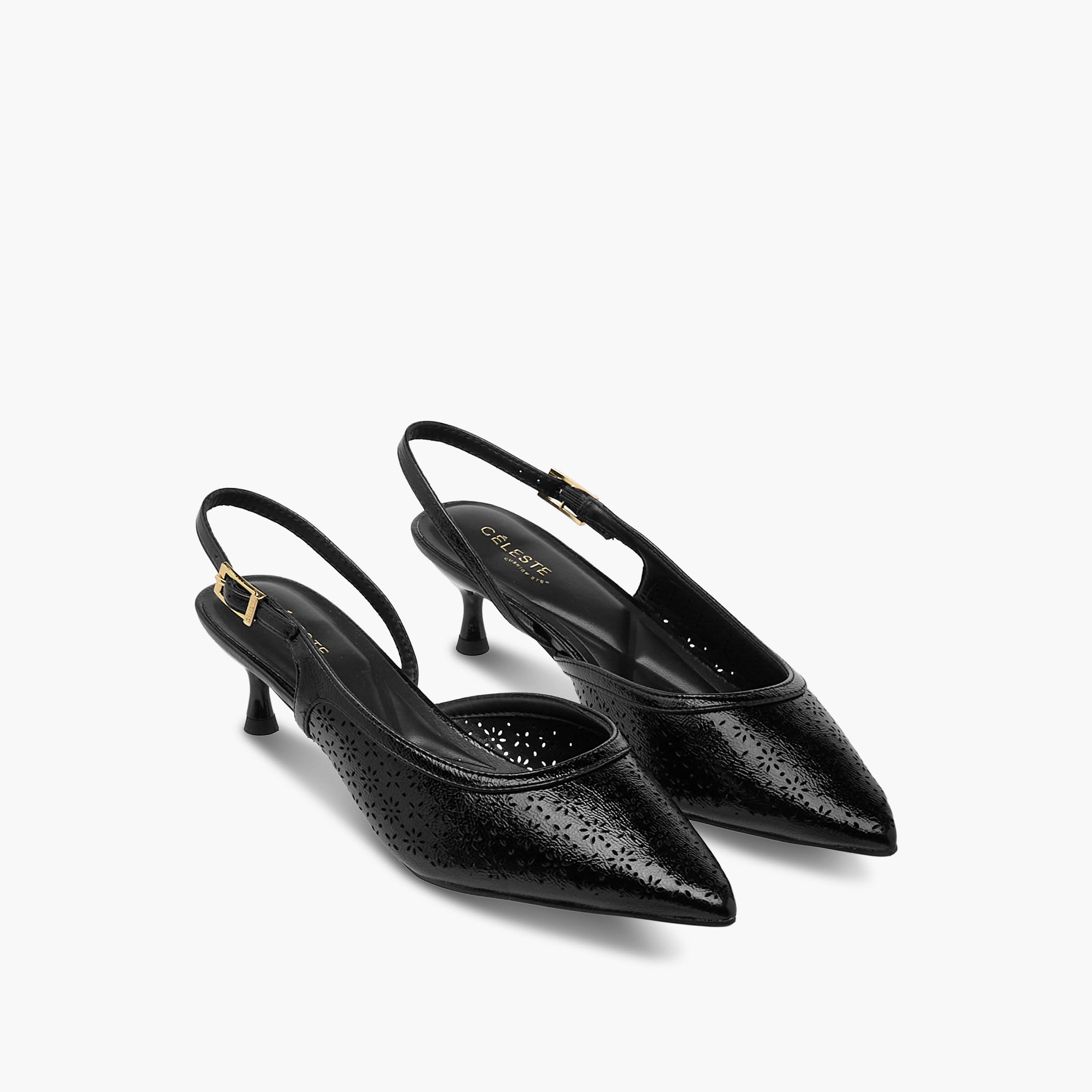 Celeste Women Laser Cut Kitten Heel Mules-women-shoes-heels-image-1
