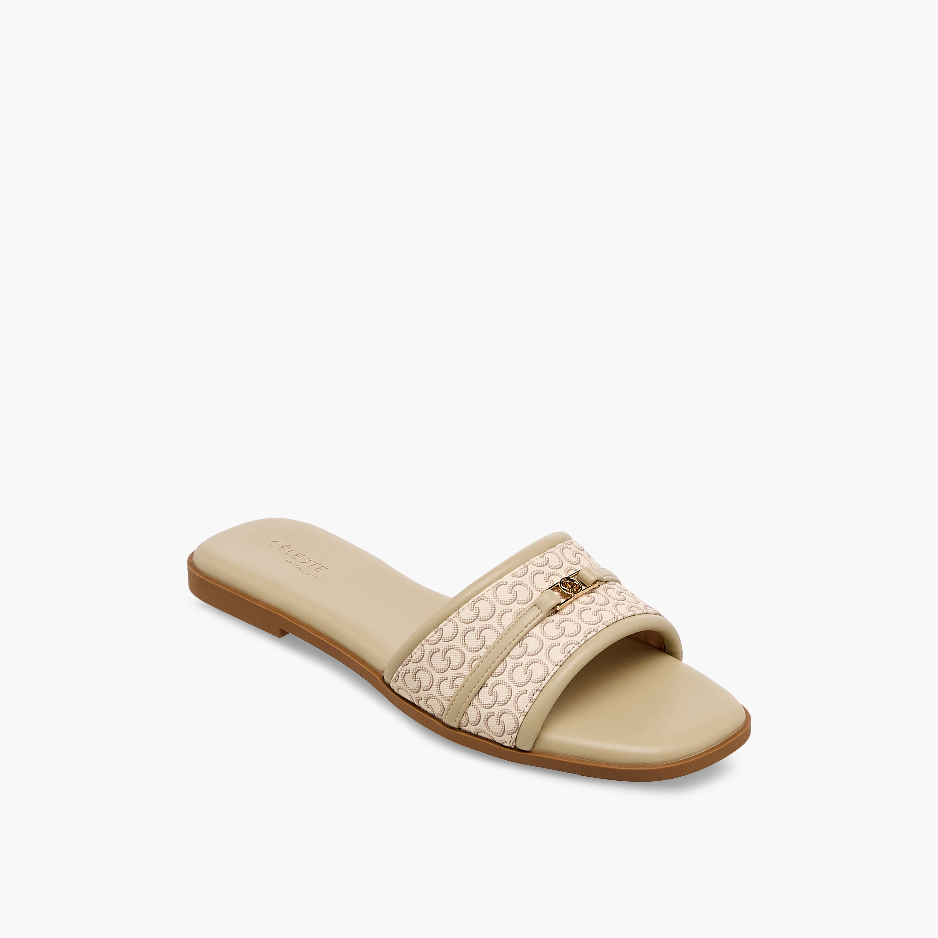 صندل مسطح بزينة مونوجرام للنساء من سيليست-women-shoes-flats-sandals-image-3