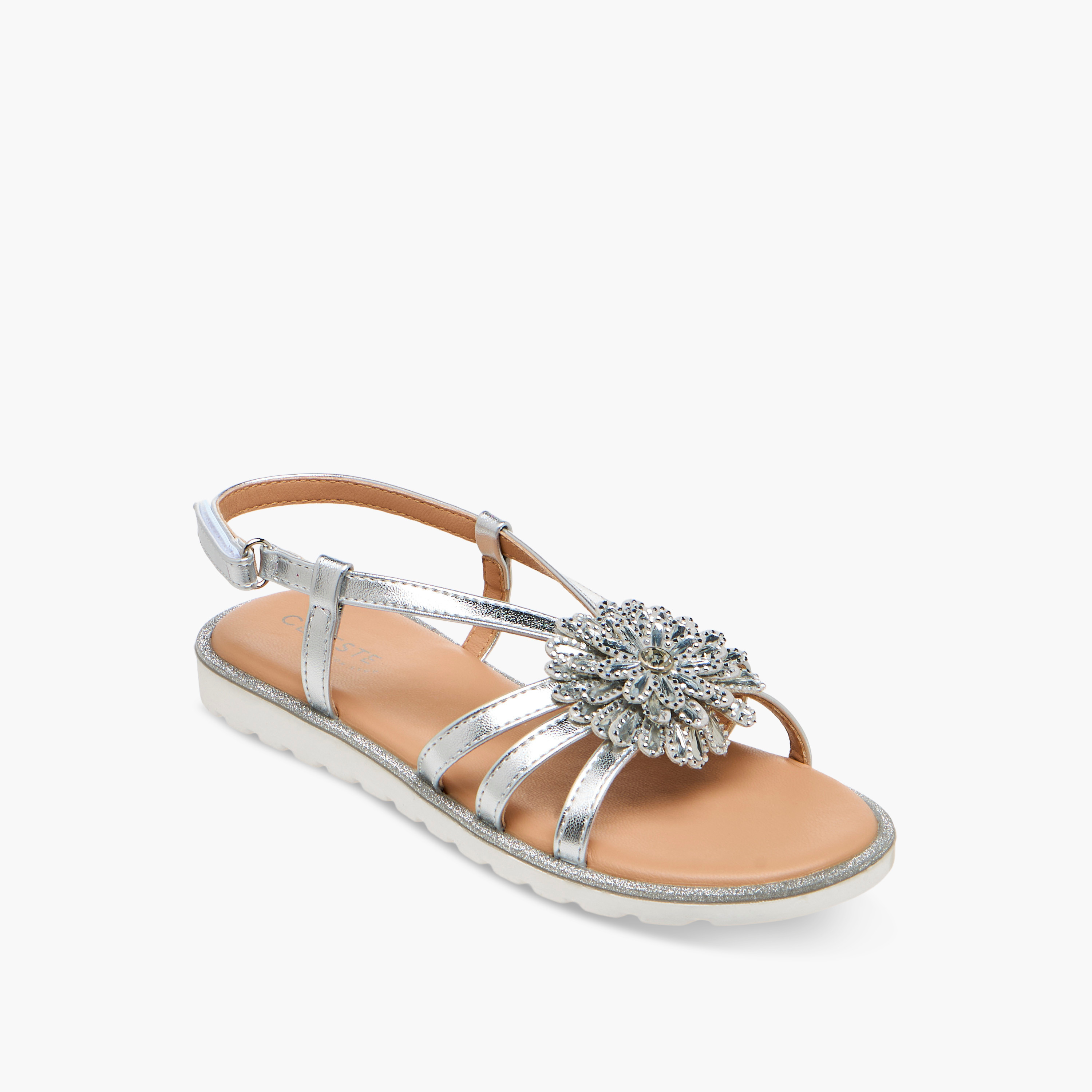 Celeste Girls Floral Embellished Sandals-girls-shoes-sandals-image-2