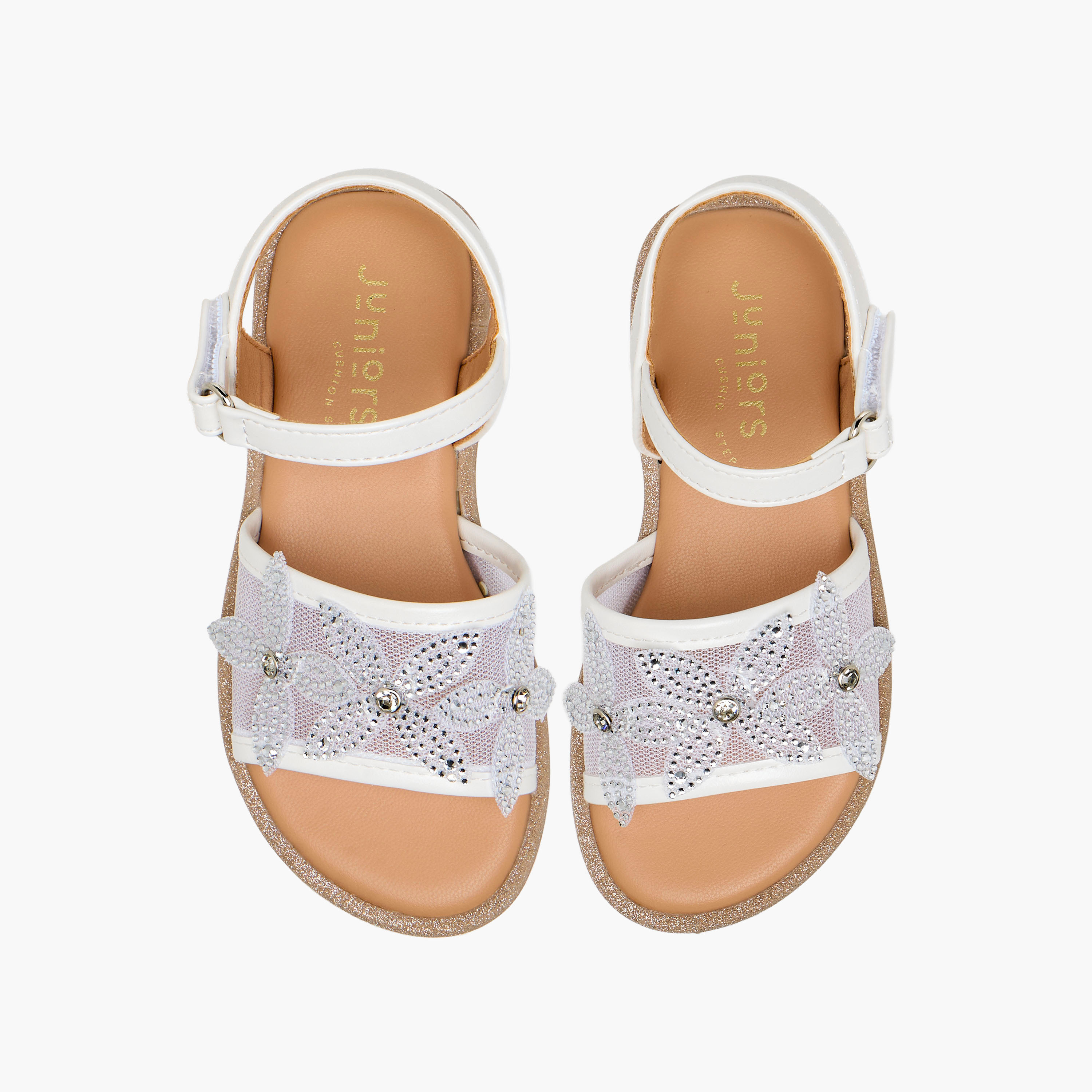 صندل مسطح مزين بشريط إغلاق لاصق للبنات من جونيورز-girls-shoes-sandals-image-1