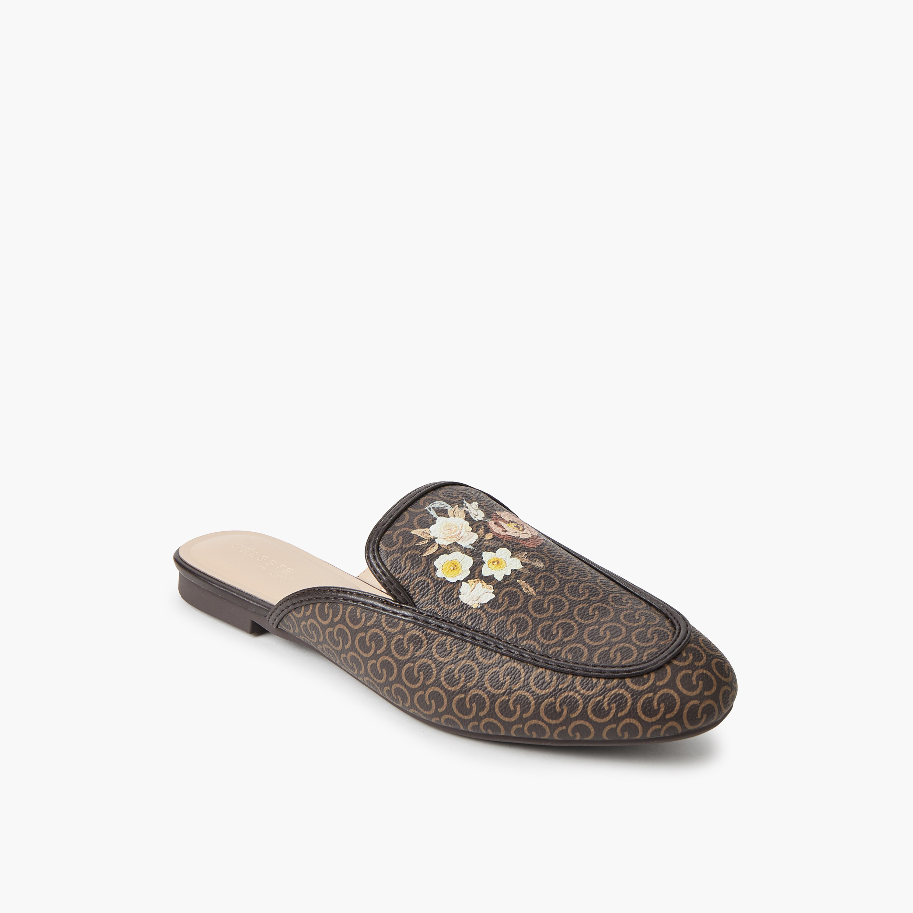 Celeste Women Monogram Floral Print Mules-women-shoes-flats-mules-image-2