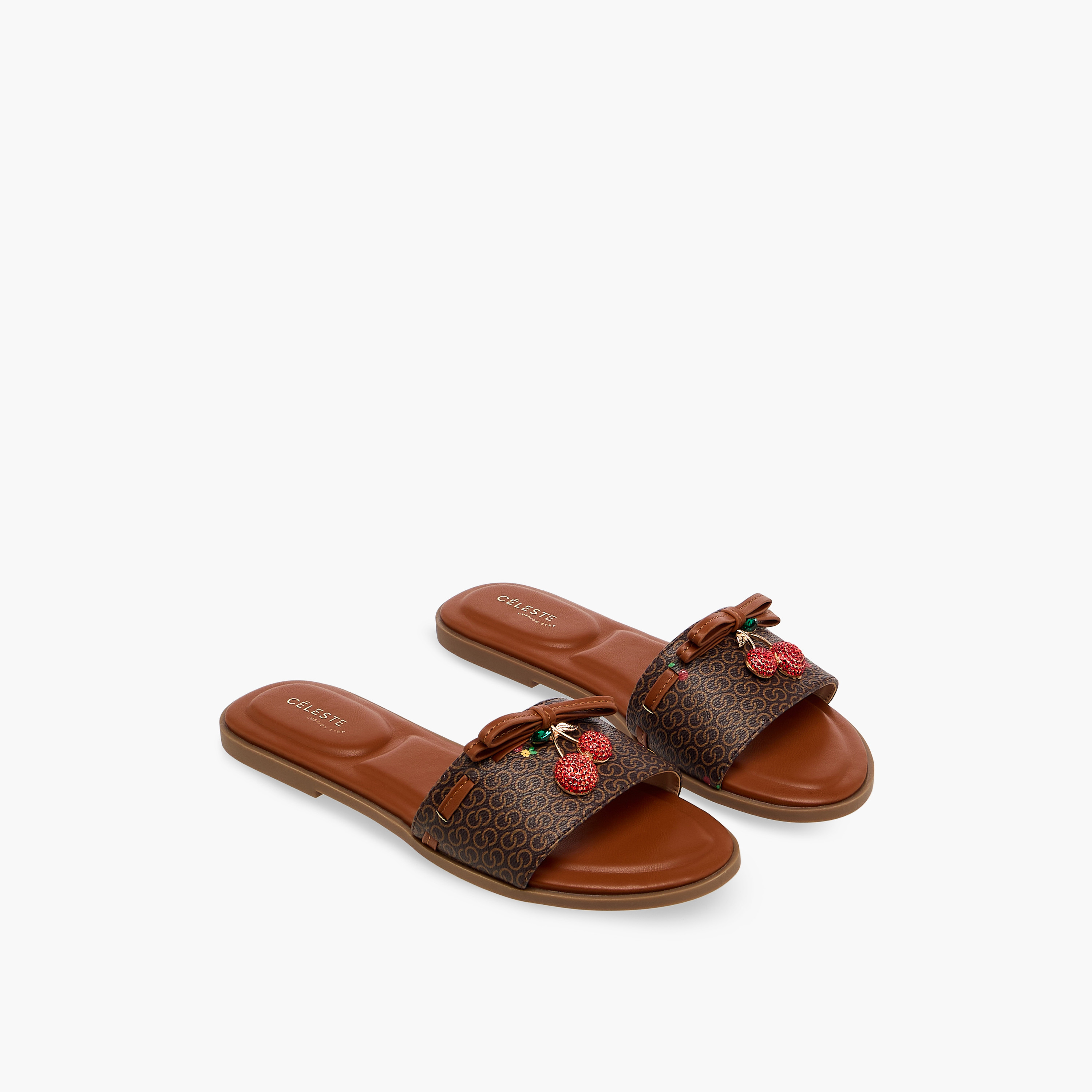Celeste Women Monogram Print Flat Sandals-women-shoes-flats-sandals-image-1