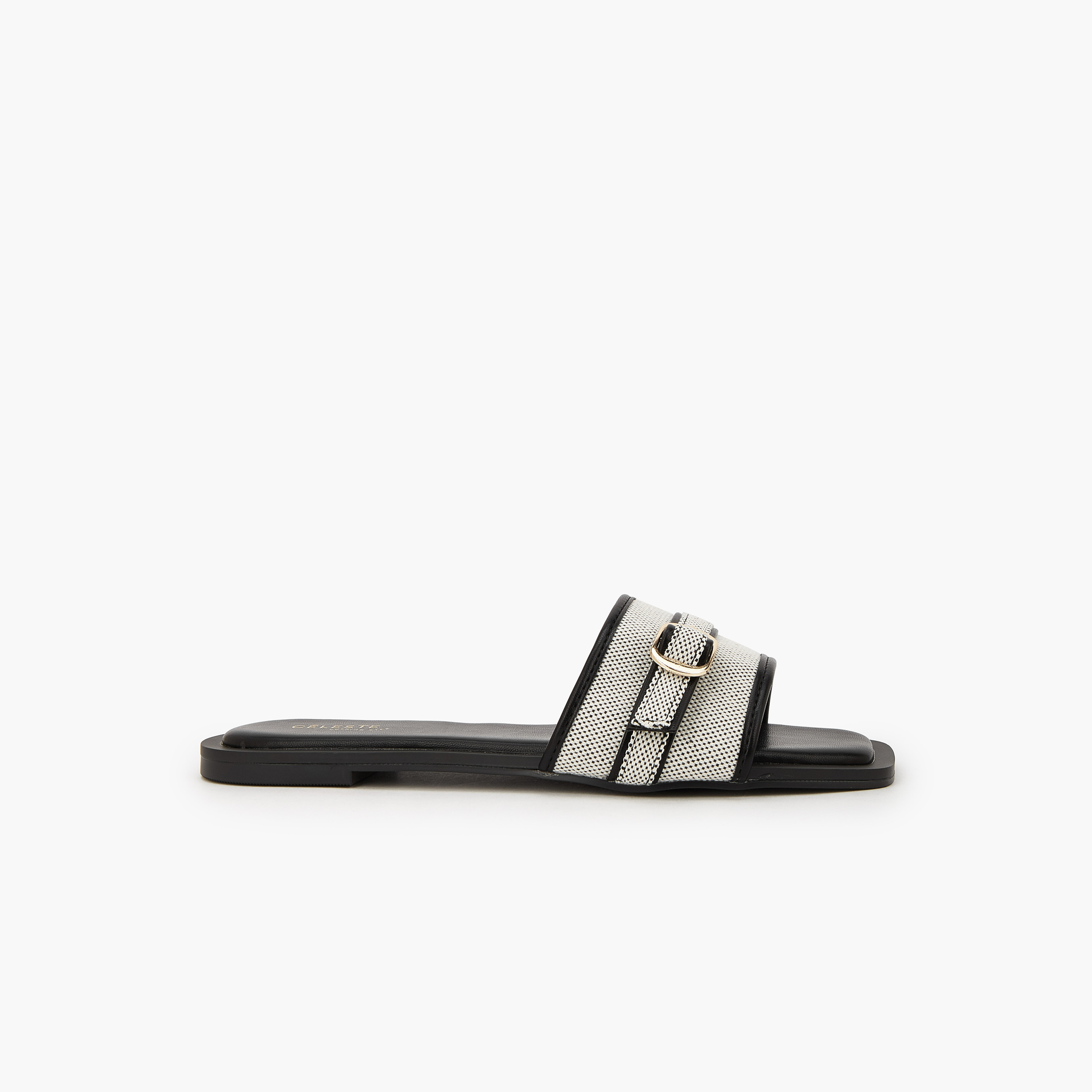 Celeste Women Textured Buckle Detail Flat Sandals-women-shoes-sandals-flats-image-3