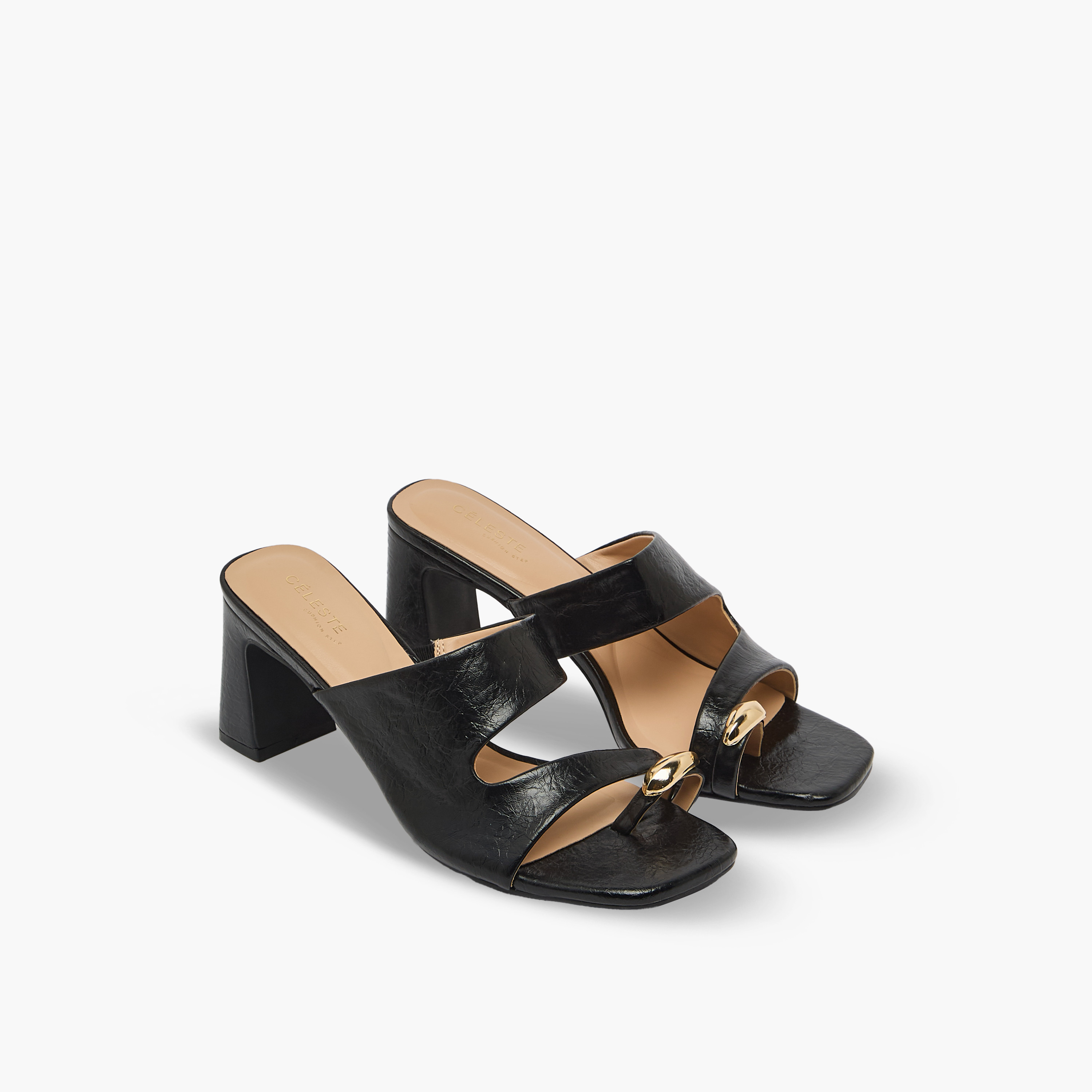صندل بكعب عريض وتصميم مجعد بارز الملمس للنساء من سيليست-women-shoes-sandals-heeled-image-1
