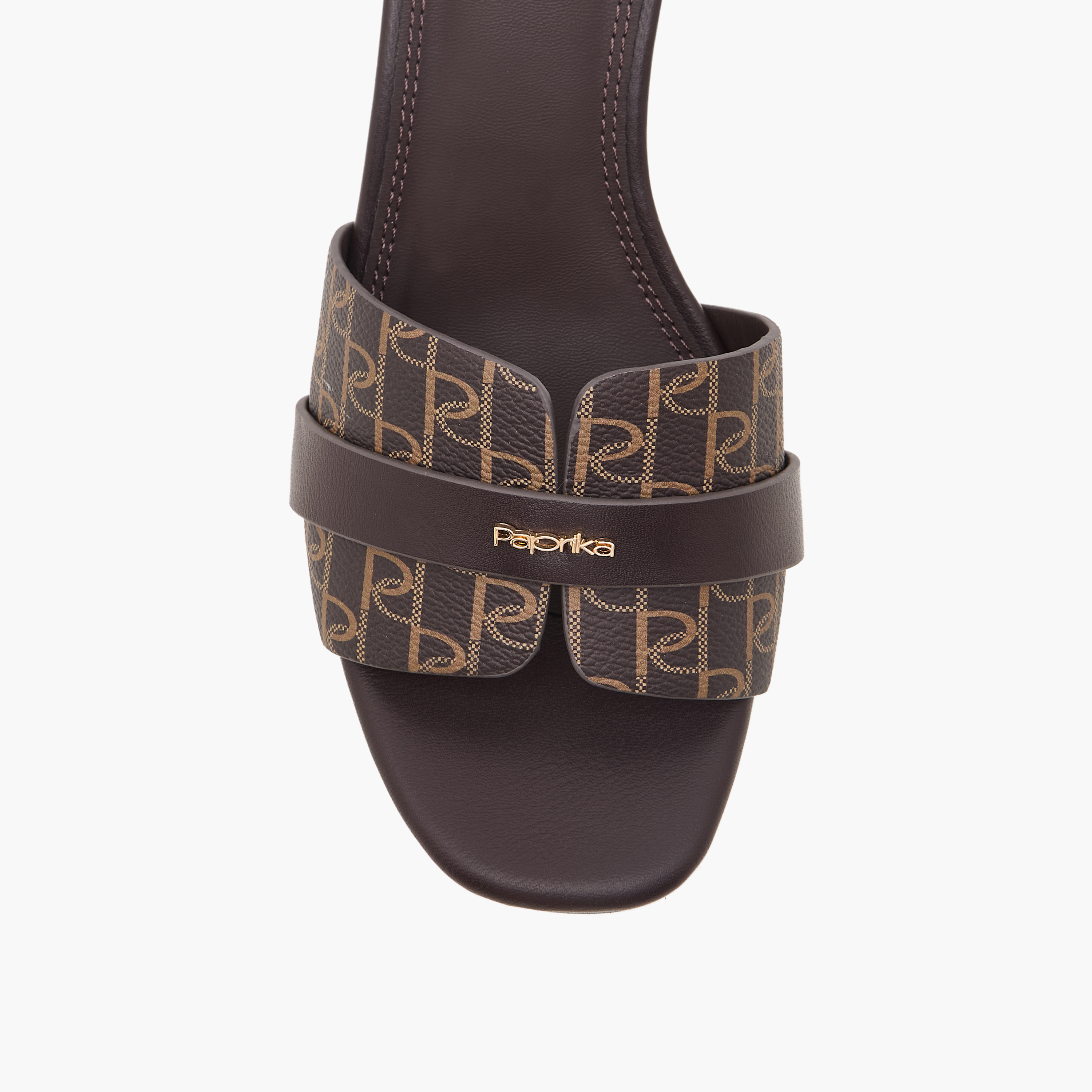 صندل سهل الارتداء بطبعات مونوجرام للنساء من بابريكا-women-shoes-sandals-heeled-image-4