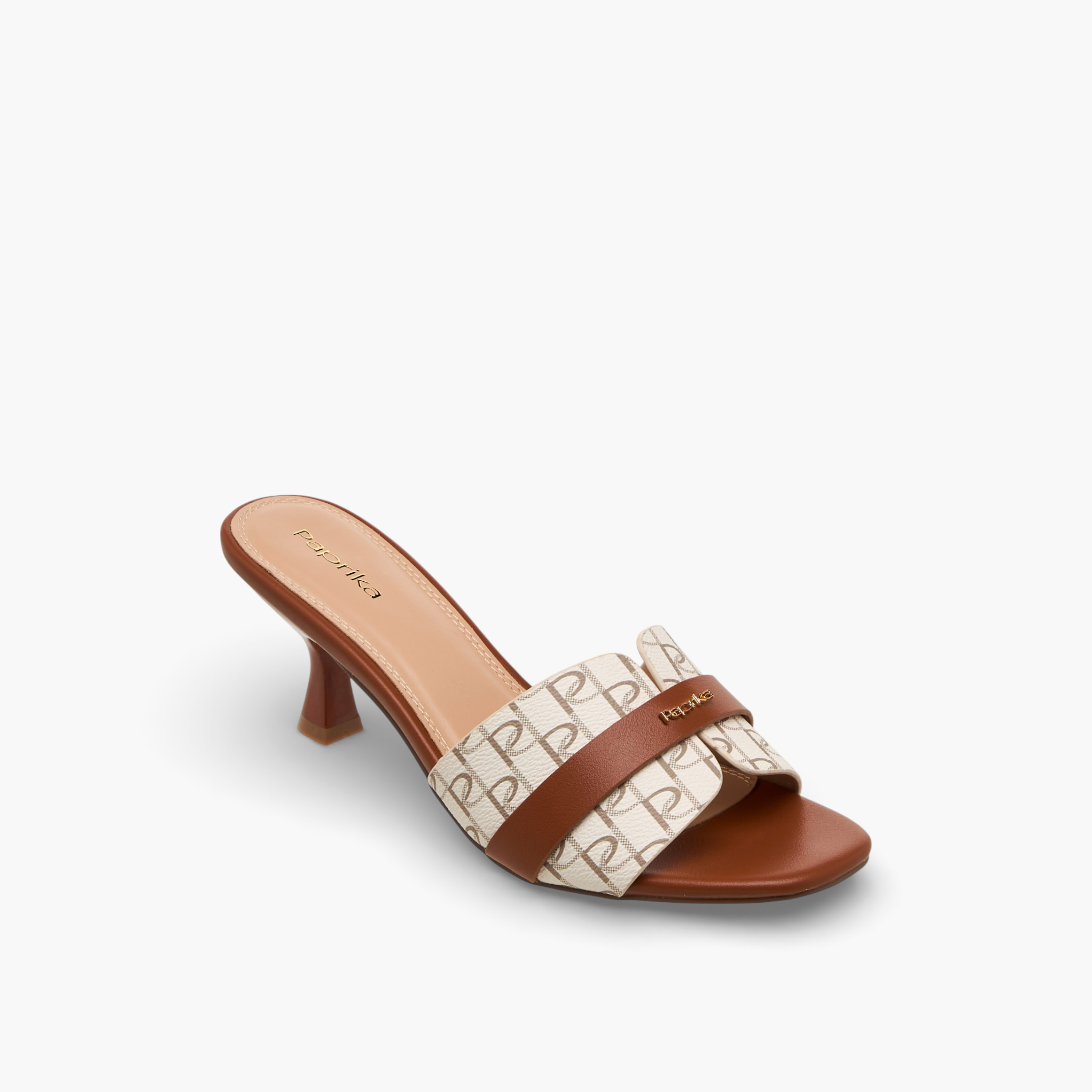 صندل سهل الارتداء بطبعات مونوجرام للنساء من بابريكا-women-shoes-sandals-heeled-image-2
