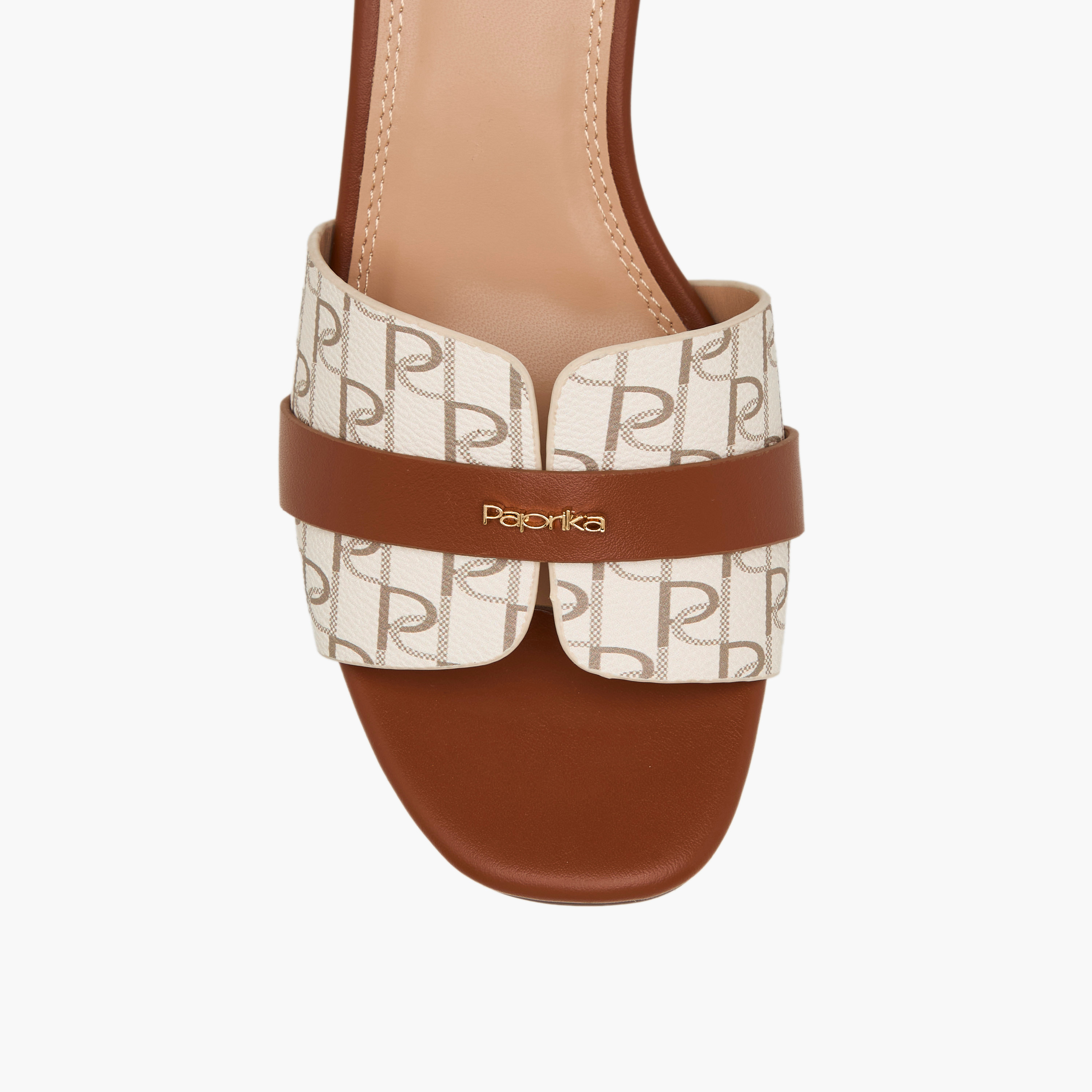 صندل سهل الارتداء بطبعات مونوجرام للنساء من بابريكا-women-shoes-sandals-heeled-image-4
