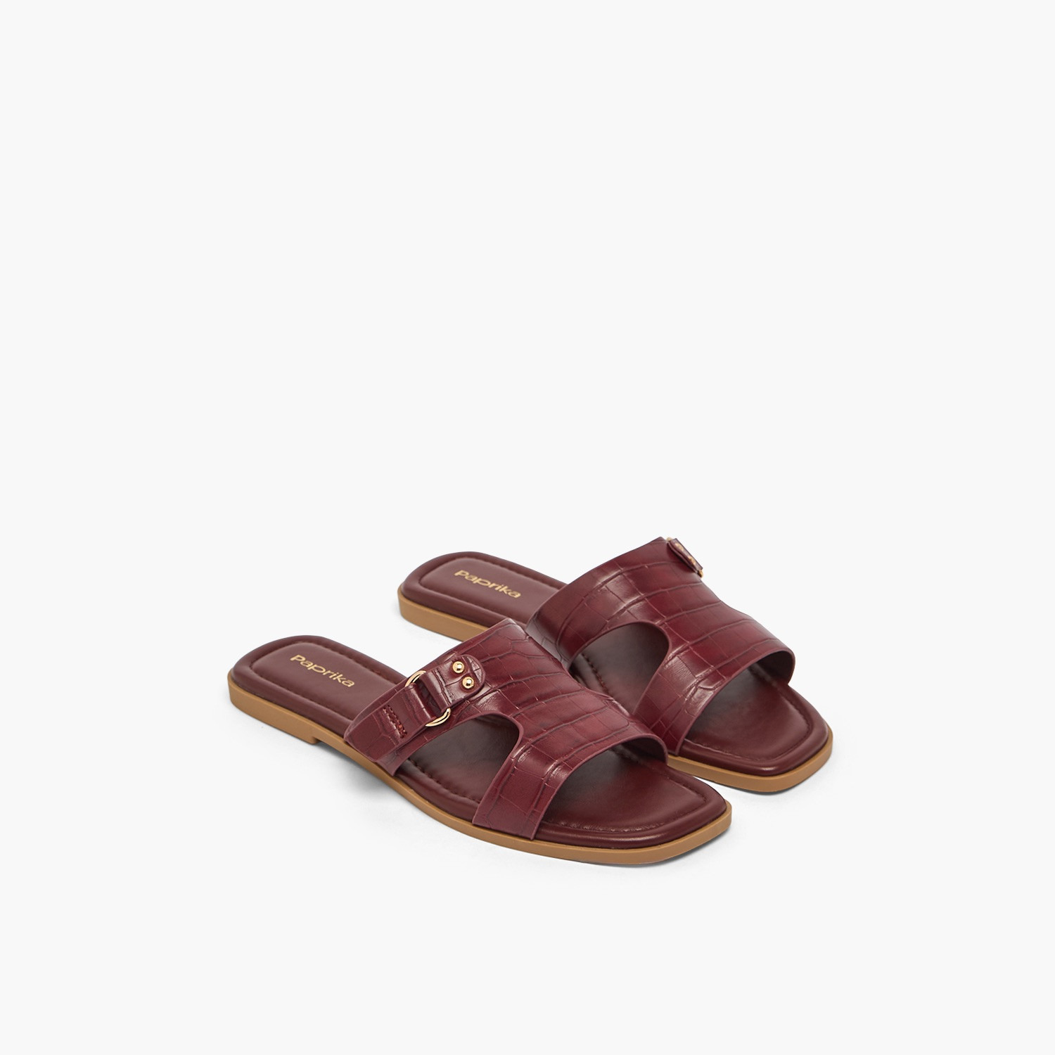 Paprika Women Buckle Accent Flat Sandals-women-shoes-sandals-flats-image-1
